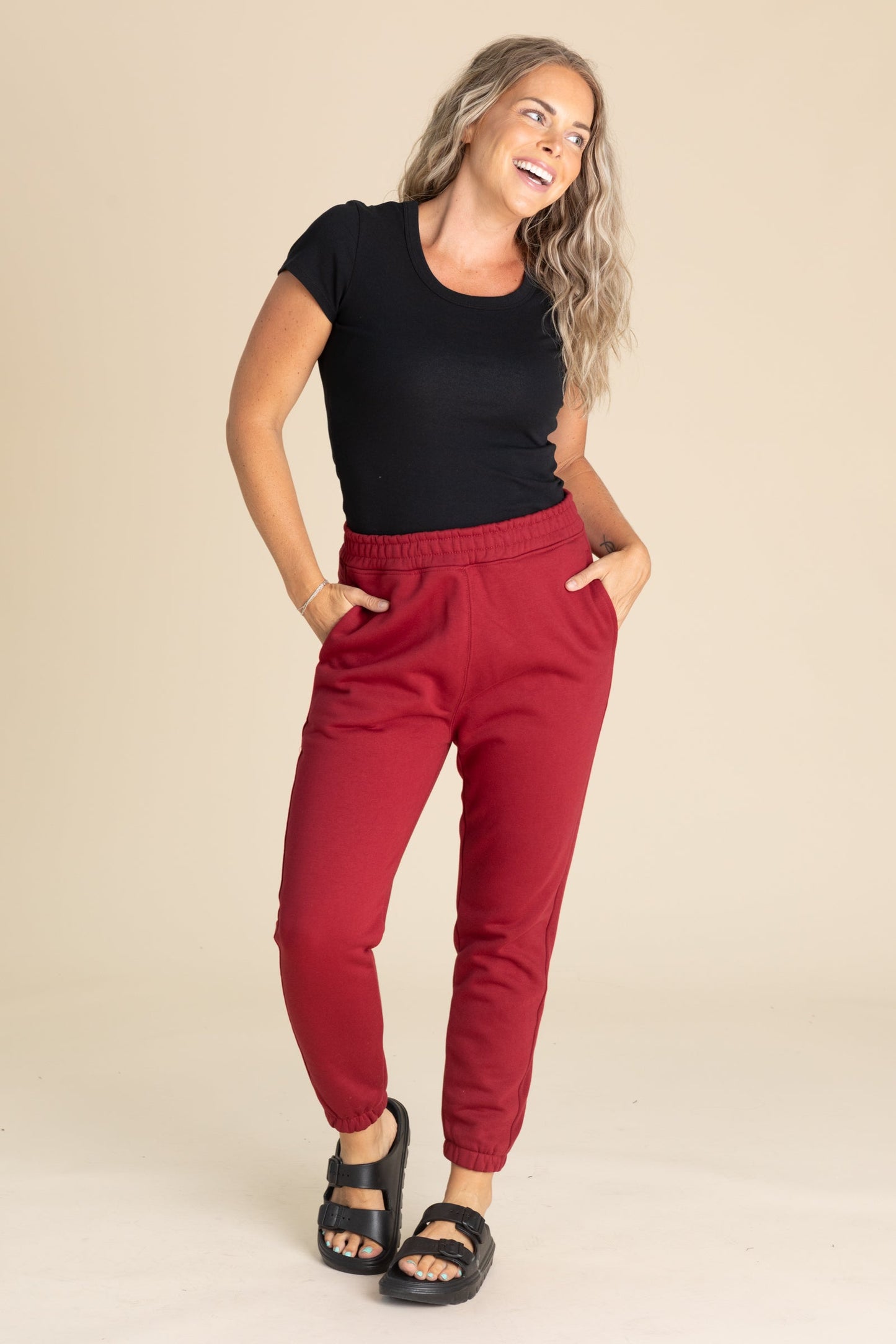 Solid Cotton Blend Fleece Joggers