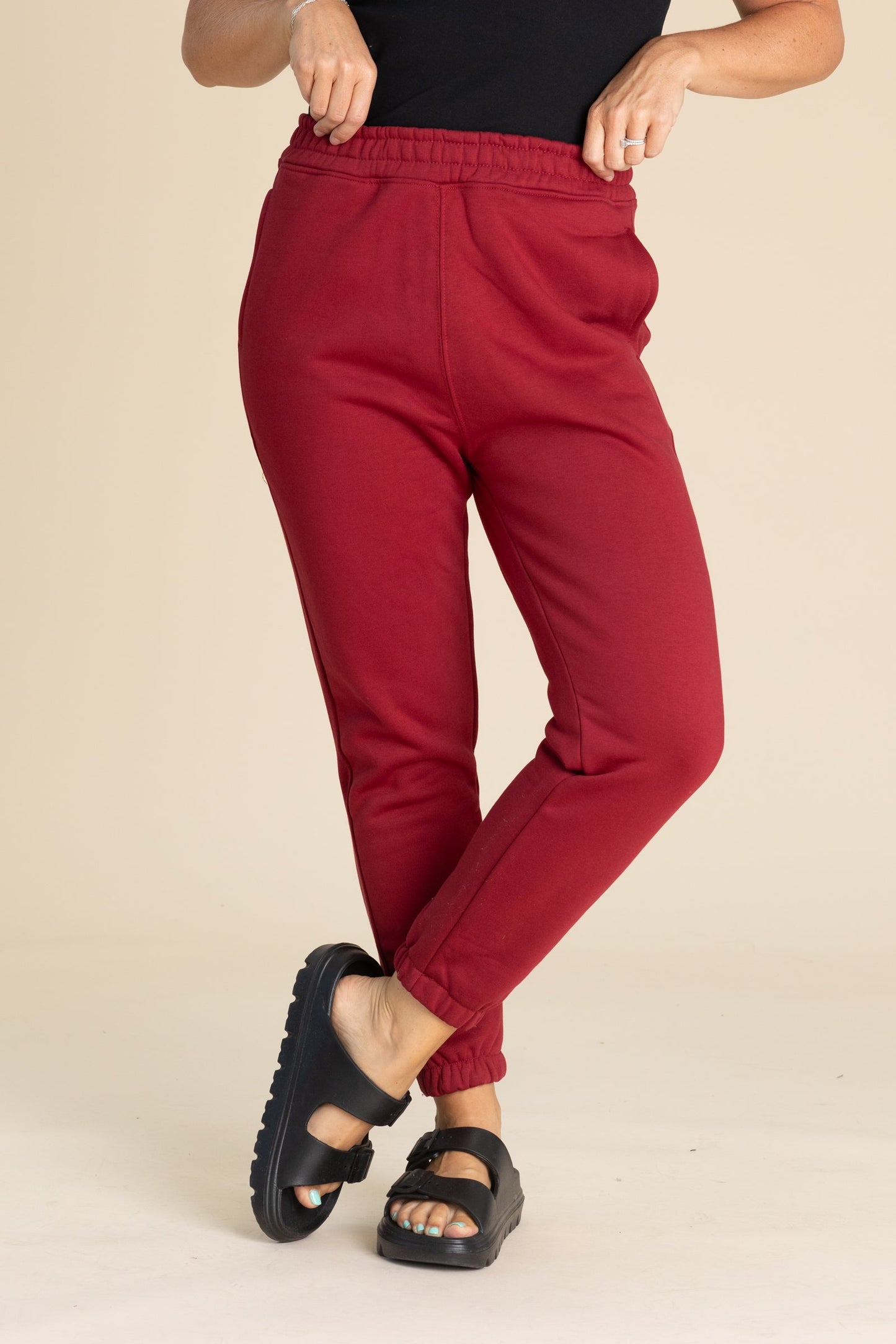 Solid Cotton Blend Fleece Joggers