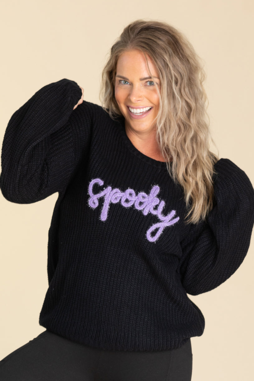 Black Spooky Knit Sweater