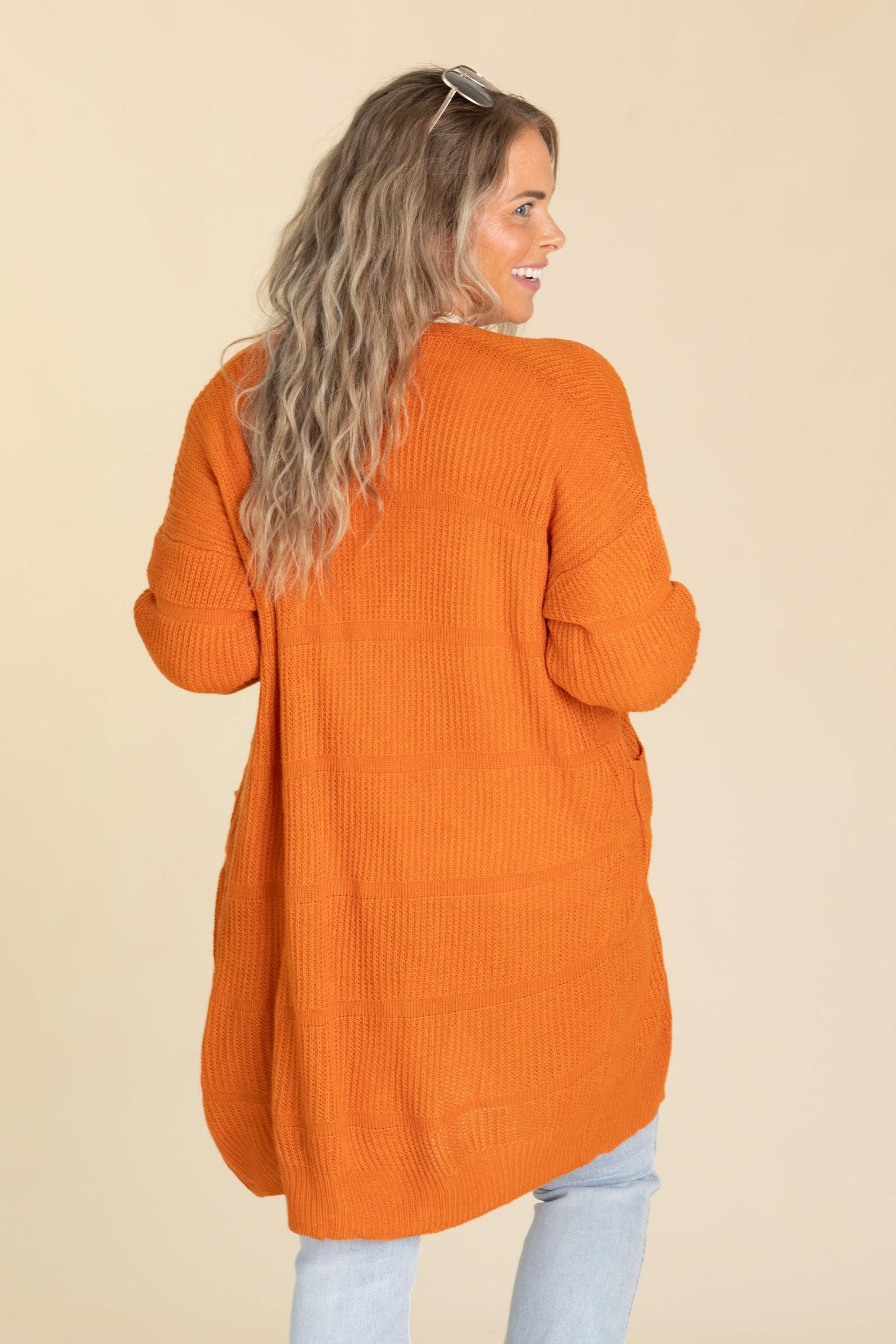 Stripe Textured Open Knit Cardigans