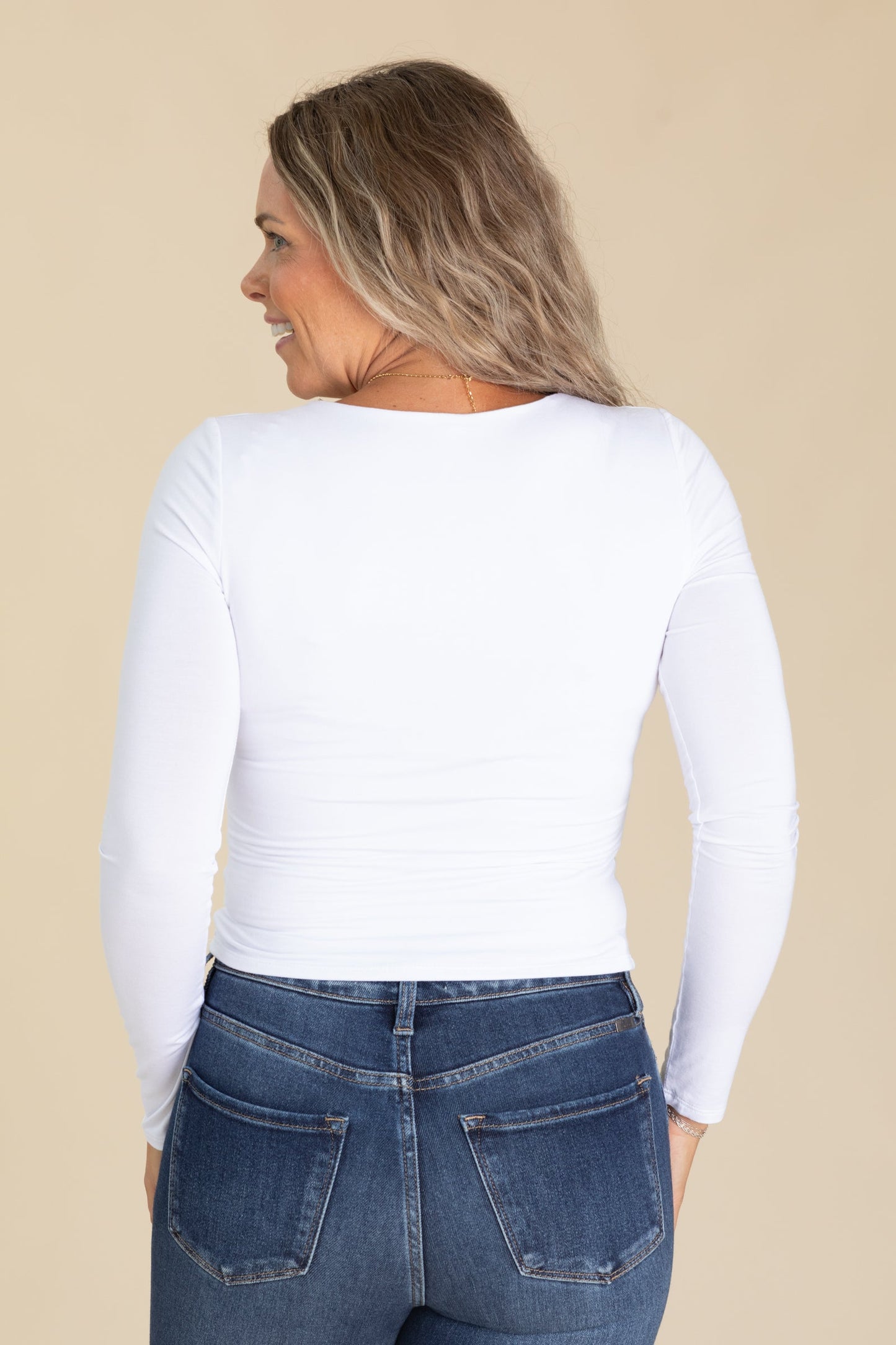 Soft Square Neck Long Sleeve Knit Tops