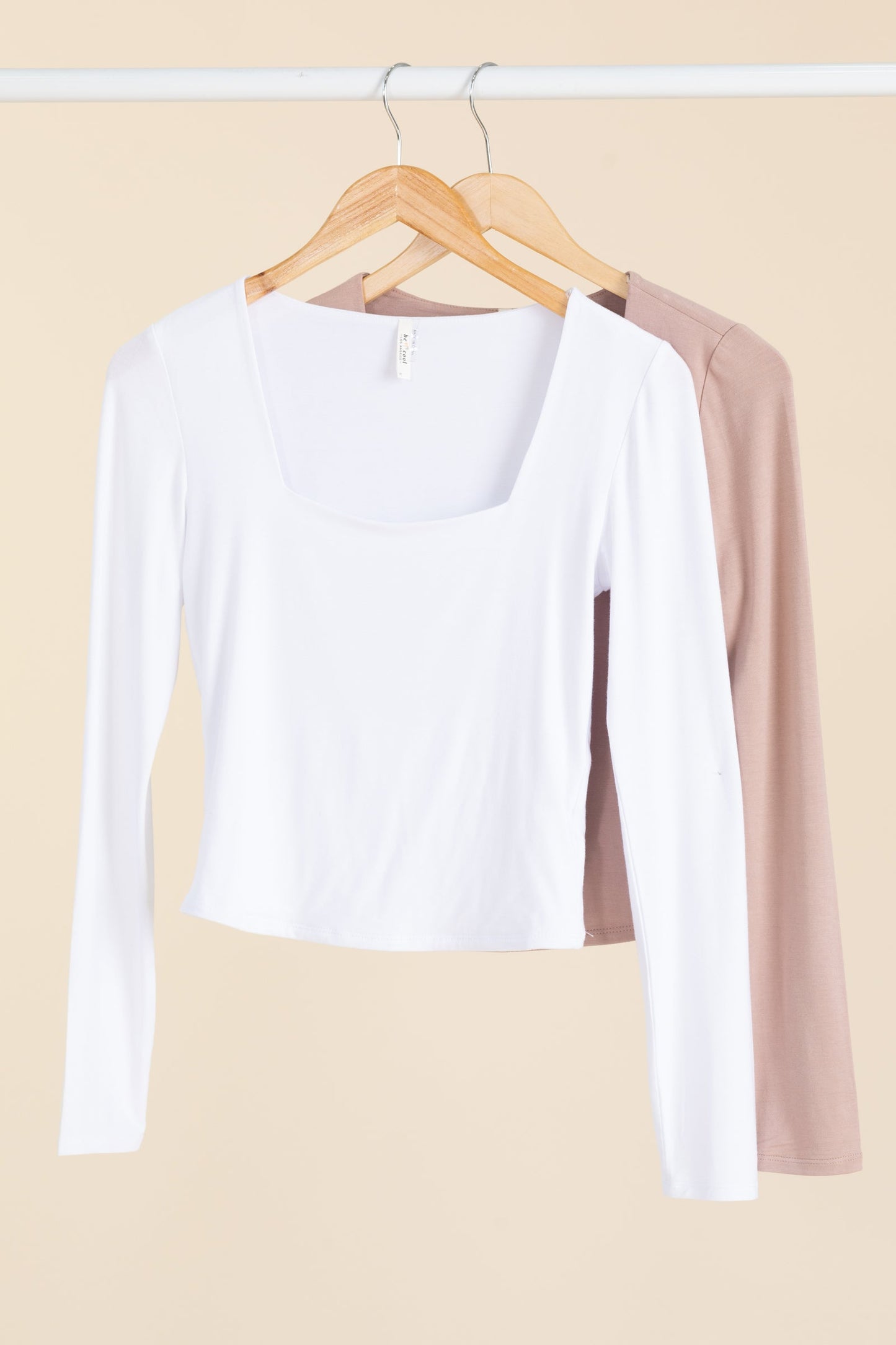 Soft Square Neck Long Sleeve Knit Tops