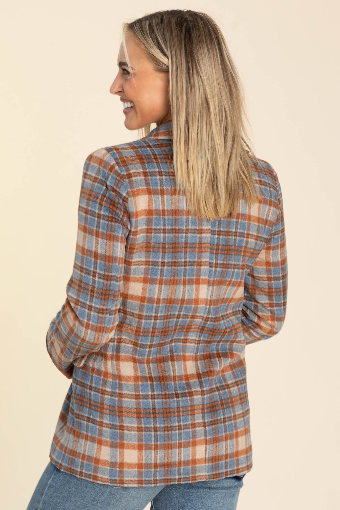 Rust And Denim Plaid Blazer