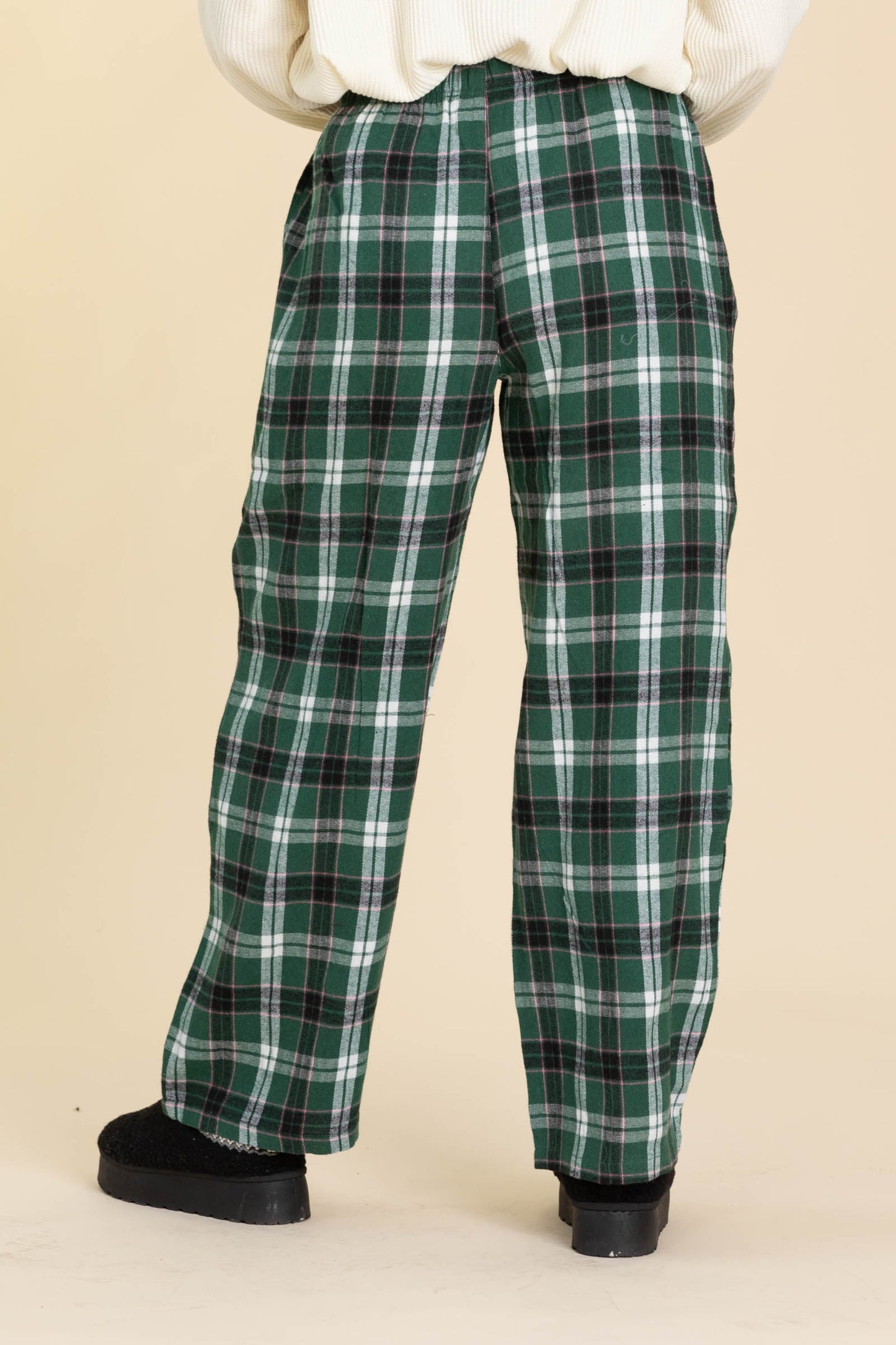 Green Flannel Wide Leg Lounge Pants