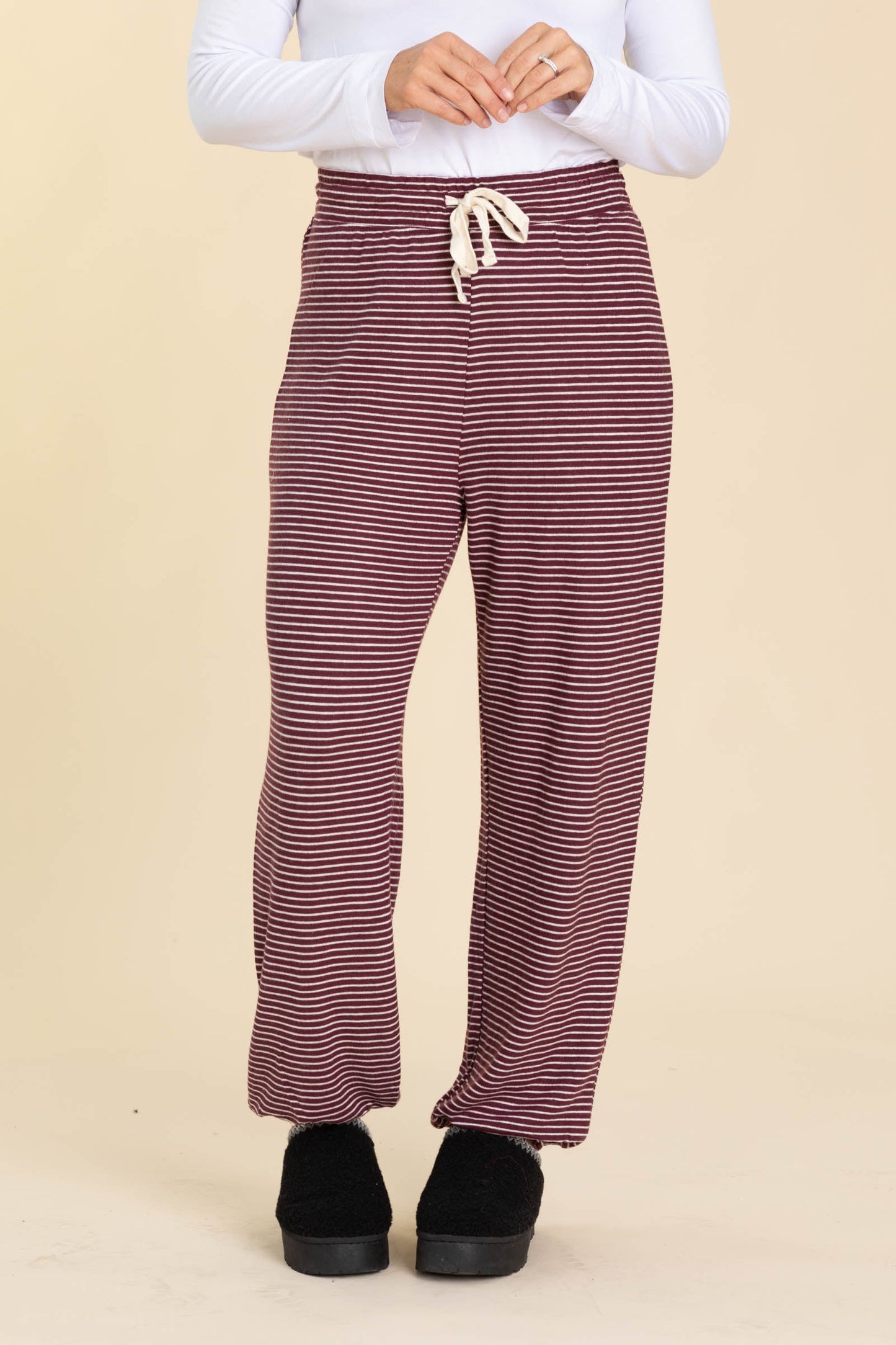 Berry Striped Drawstring Lounge Pants