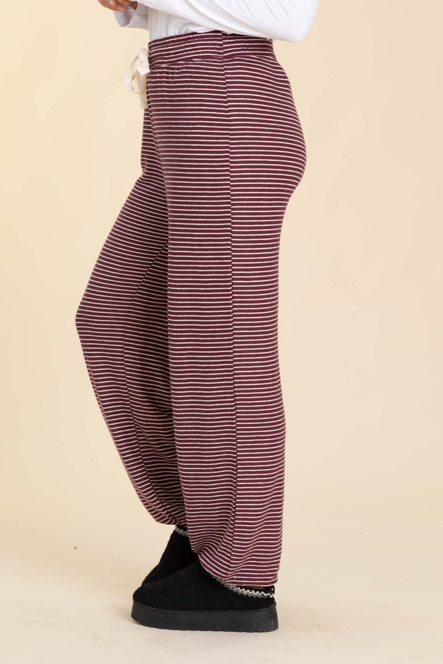 Berry Striped Drawstring Lounge Pants