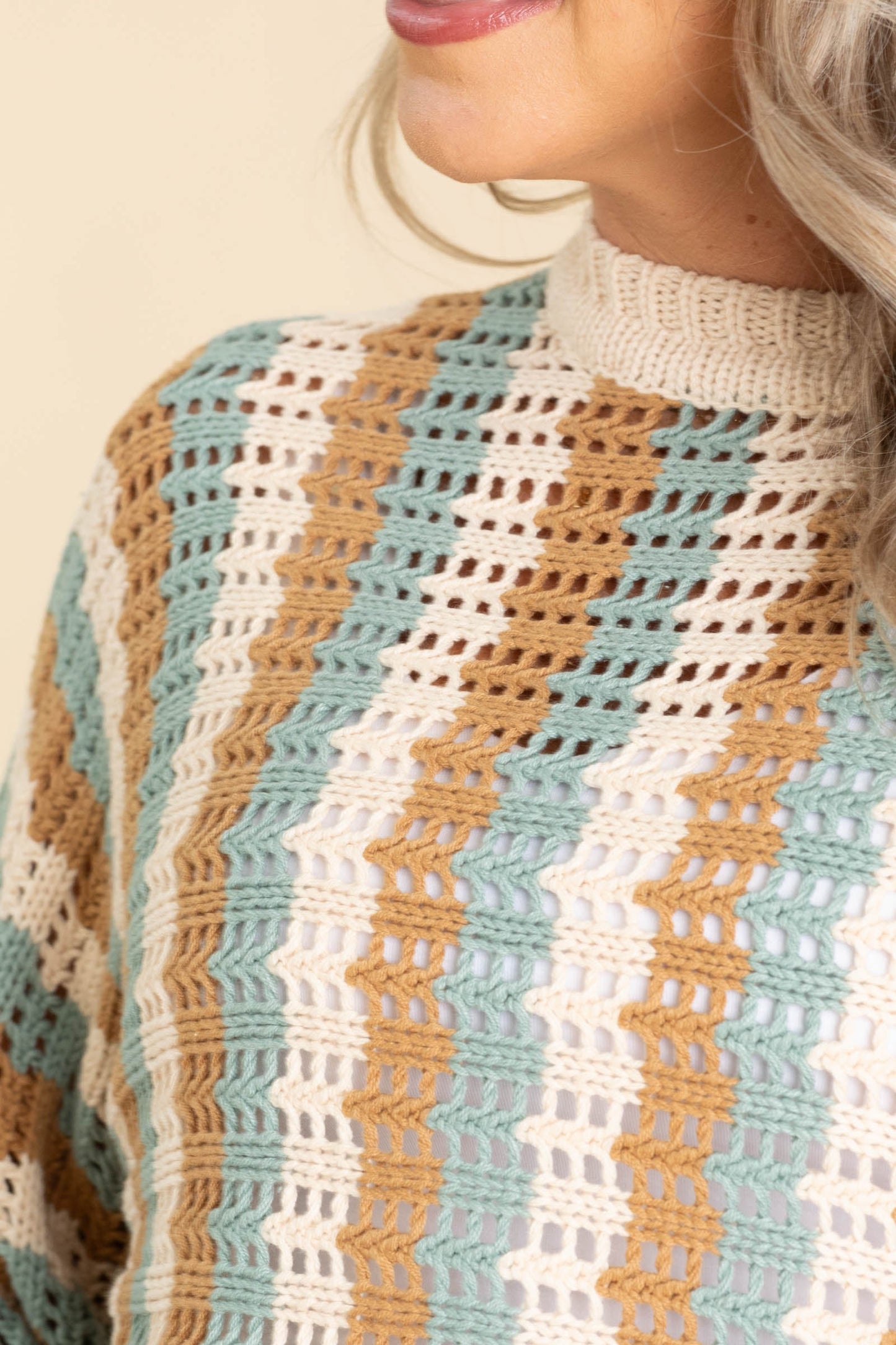 Camel And Pine Vertical Stripe Dolman Sweater