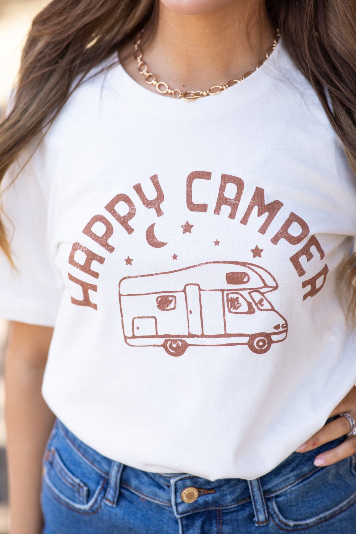 Off White Happy Camper Graphic Tee
