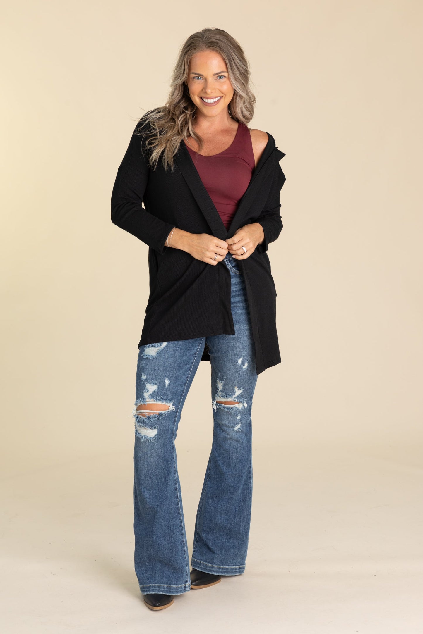 Solid Hoodie Duster Cardigans