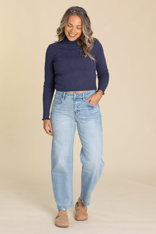 Lovervet Light Wash High Rise Barrel Jeans