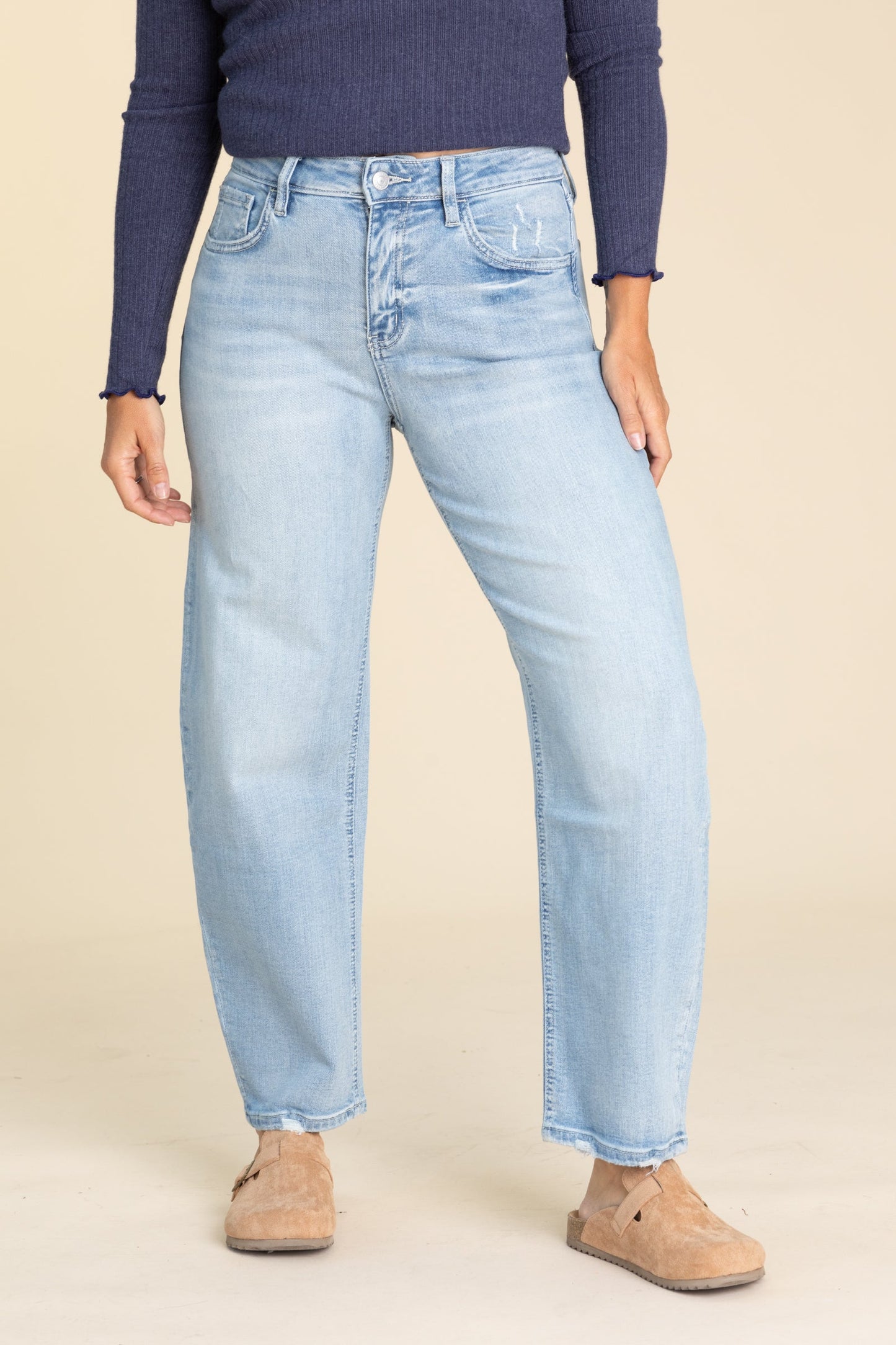 Lovervet Light Wash High Rise Barrel Jeans