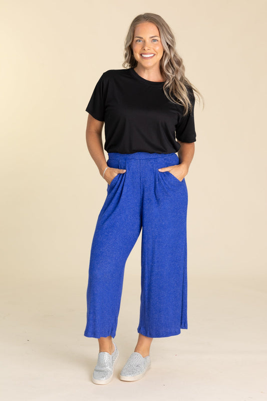 Royal Blue Brushed Rib Pants