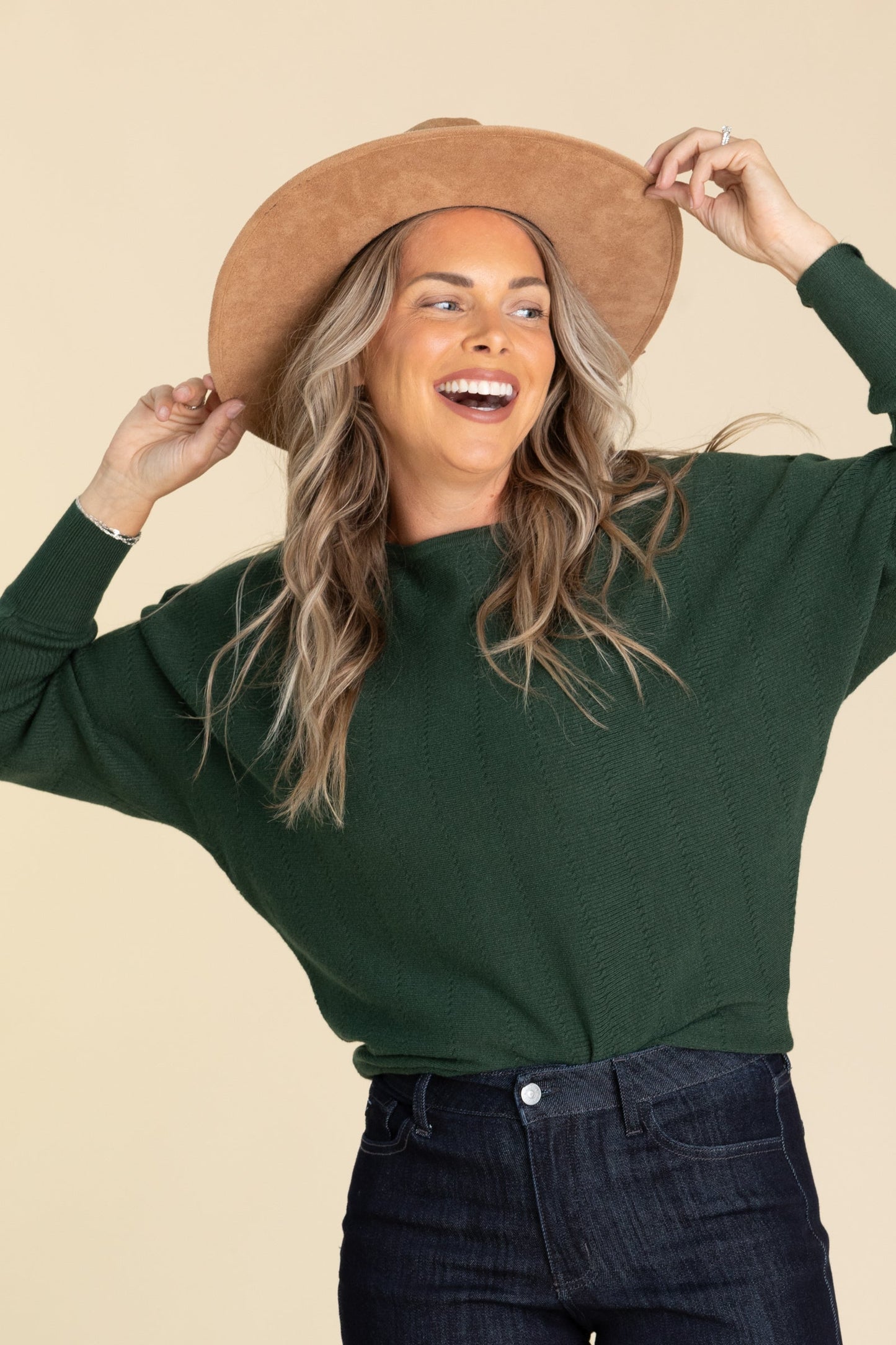 Vertically Textured Boat Neck Sweaters