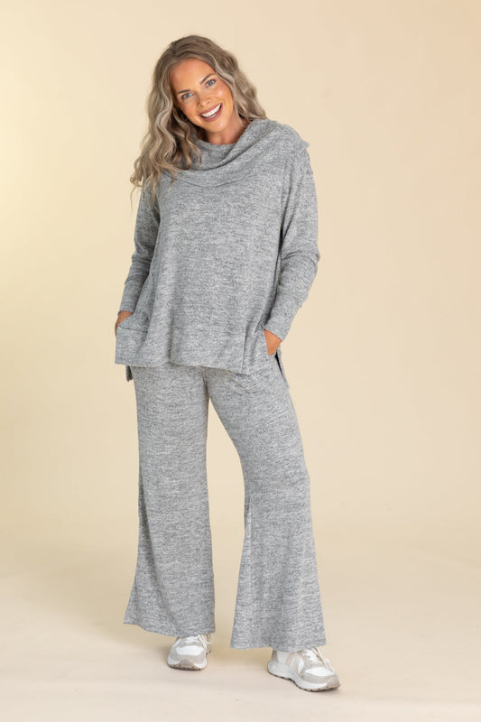 Soft Knit Boat Neck Top And Pants Luxe Sets