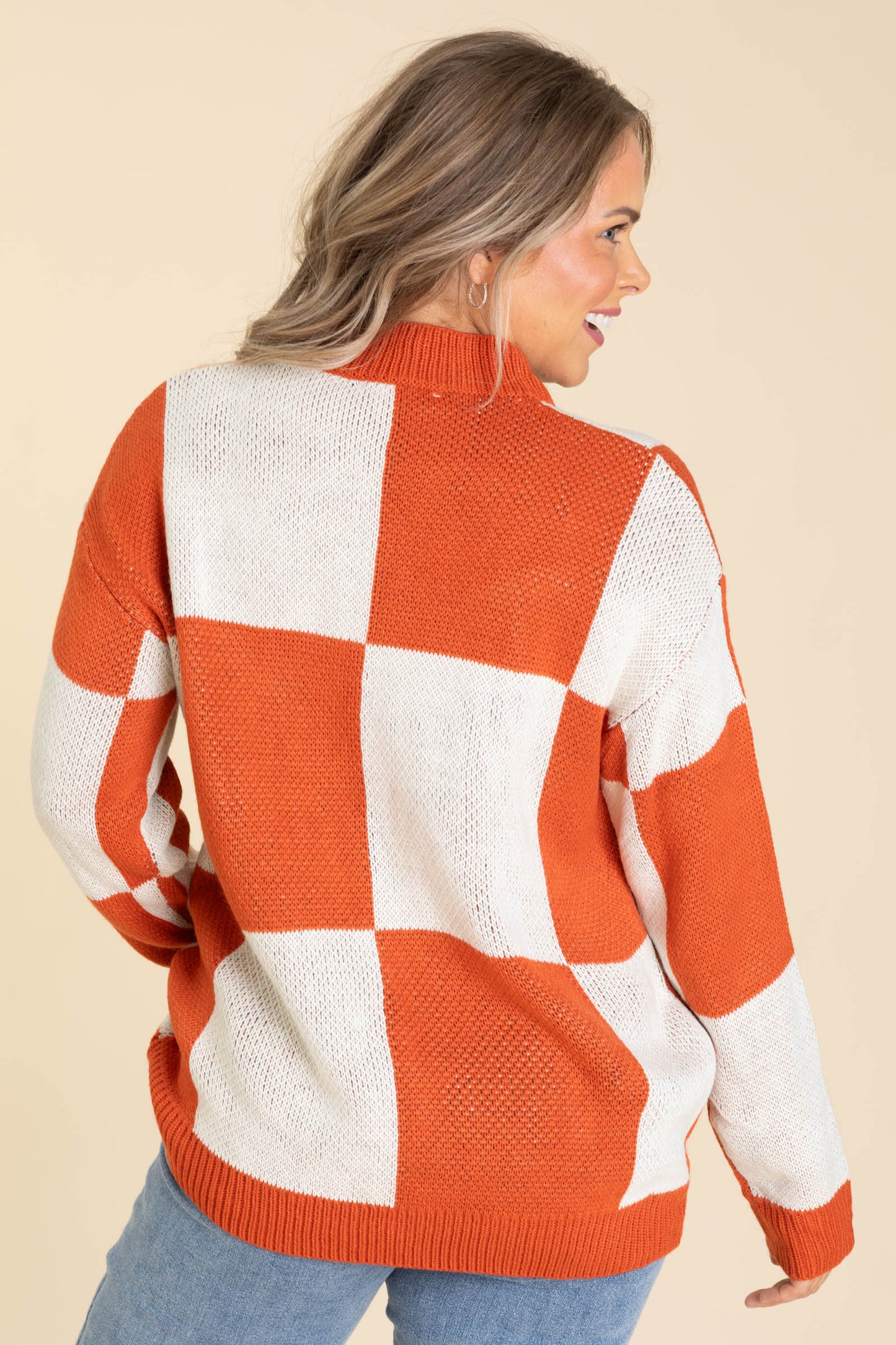 Dark Orange Checker Pumpkin Sweater