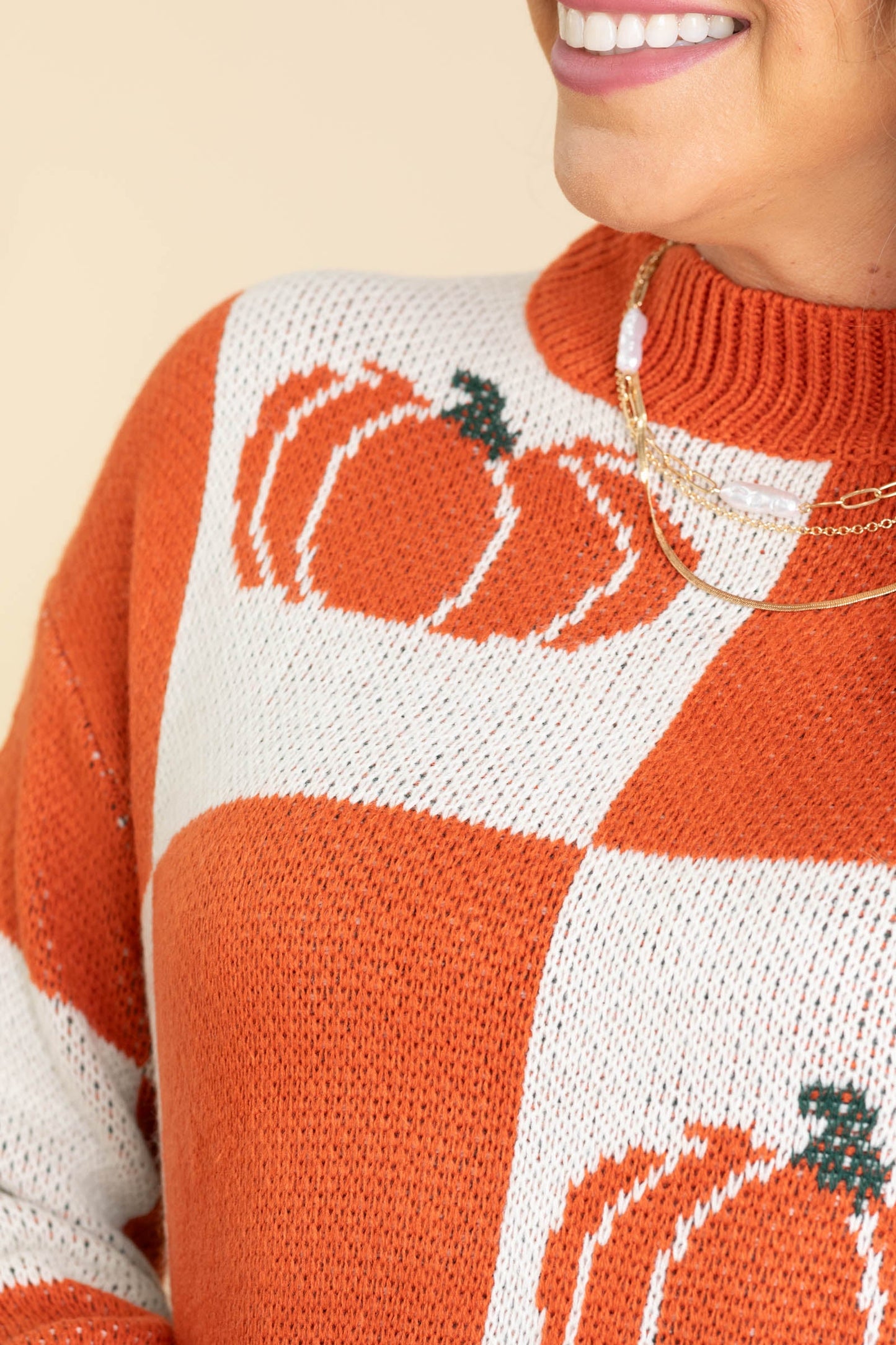 Dark Orange Checker Pumpkin Sweater