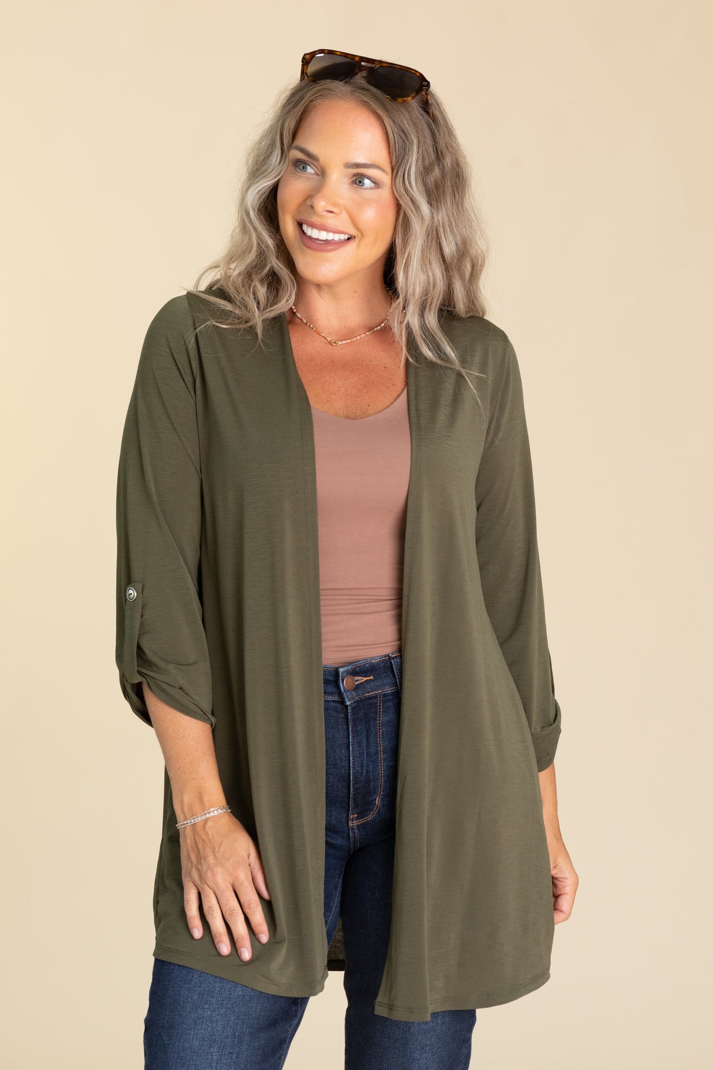 Lizzy Wrinkle Free 3/4 Sleeve Cardigans