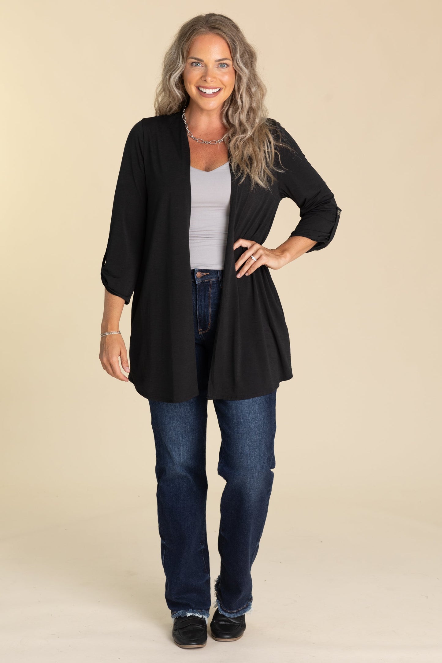 Lizzy Wrinkle Free 3/4 Sleeve Cardigans