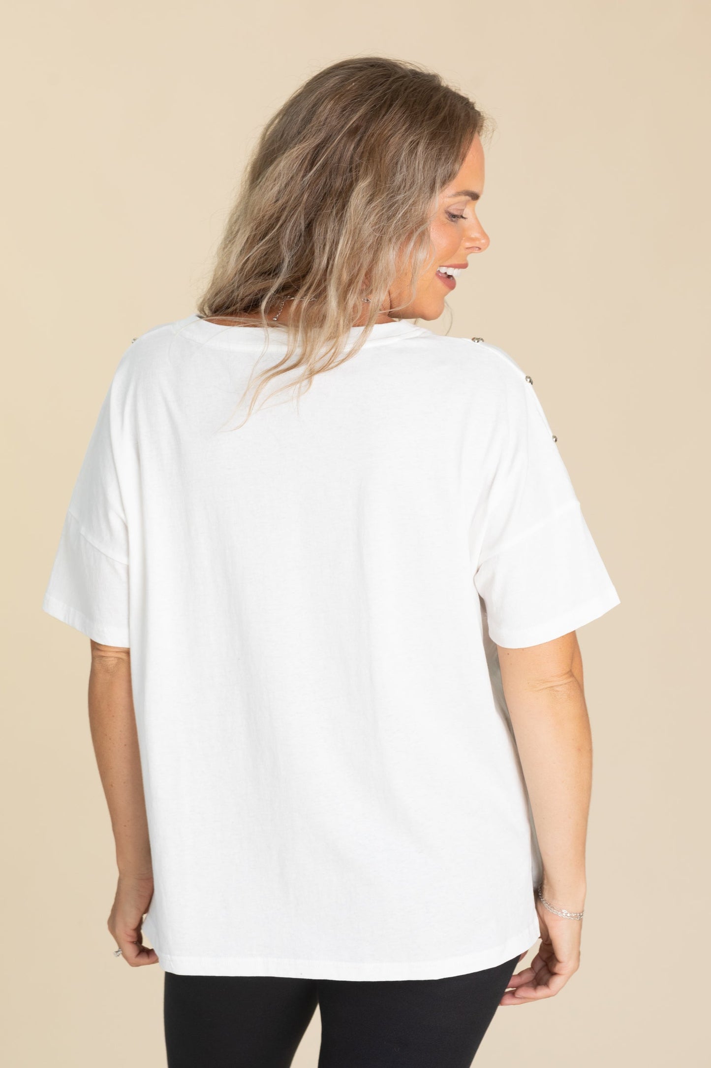 V-Neck Short Sleeve With Shoulder Detail Tops
