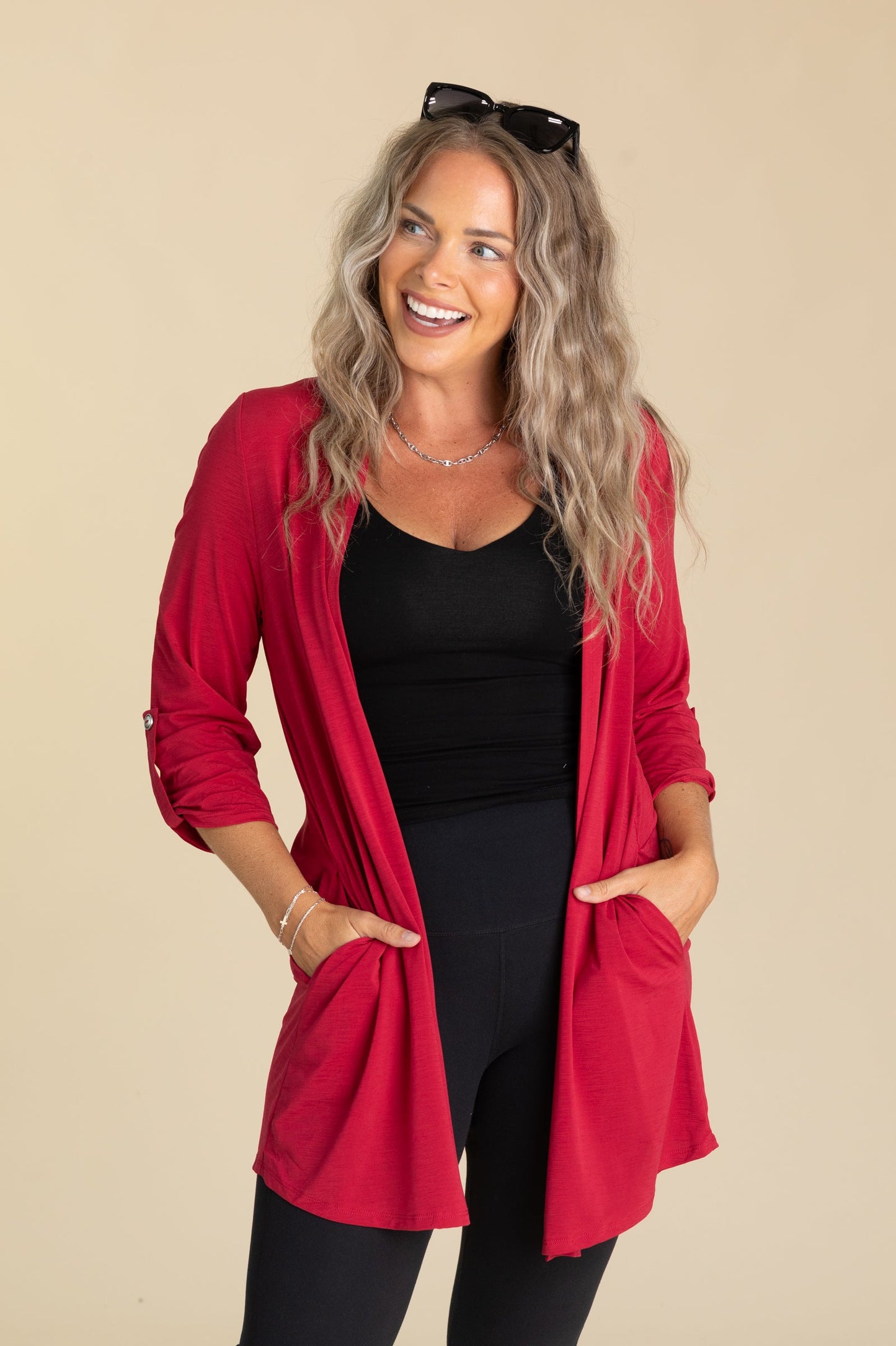 Lizzy Wrinkle Free 3/4 Sleeve Cardigans