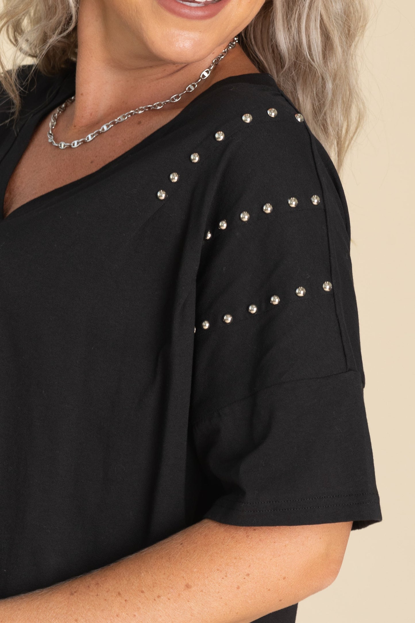 V-Neck Short Sleeve With Shoulder Detail Tops