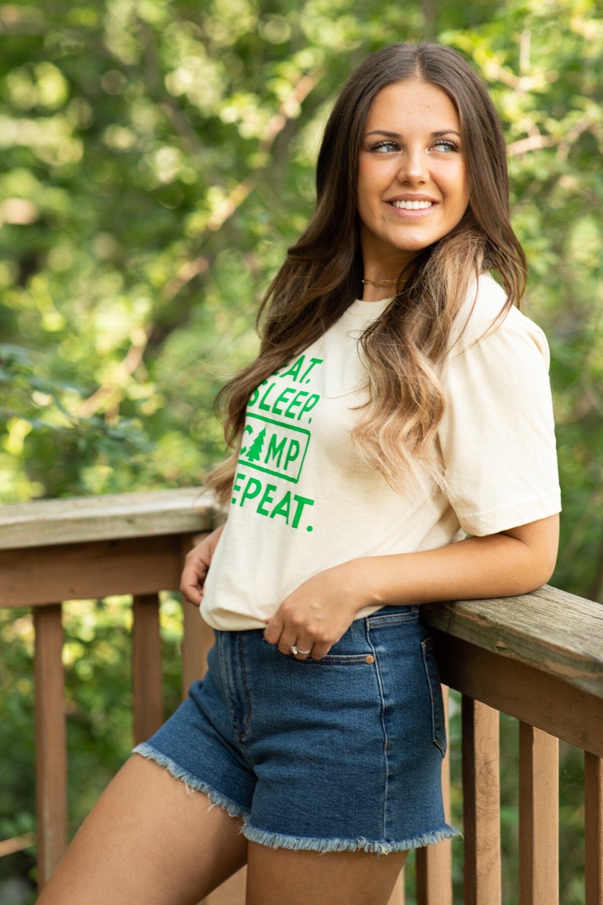 Cream Eat Sleep Camp Repeat Graphic Tee