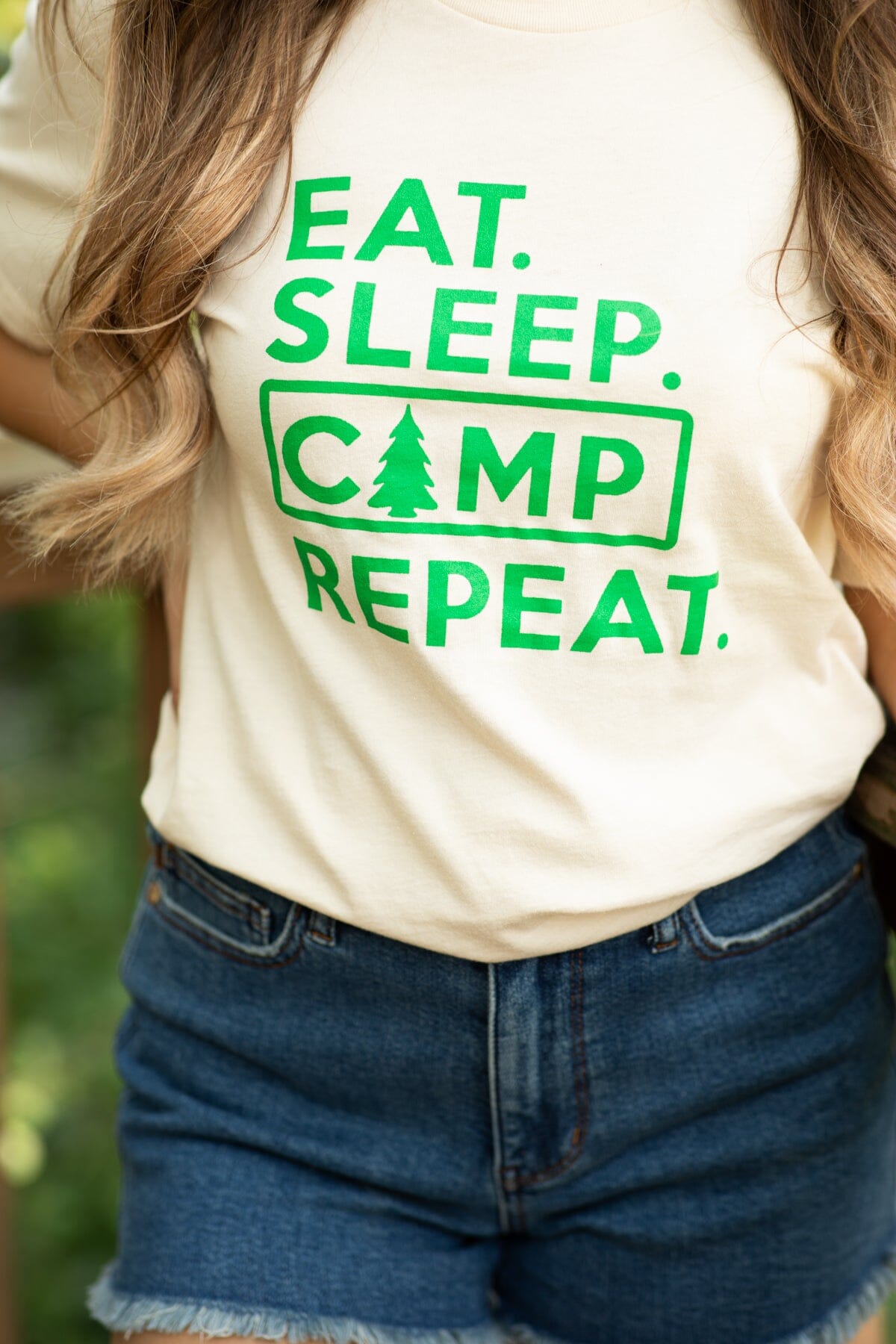 Cream Eat Sleep Camp Repeat Graphic Tee