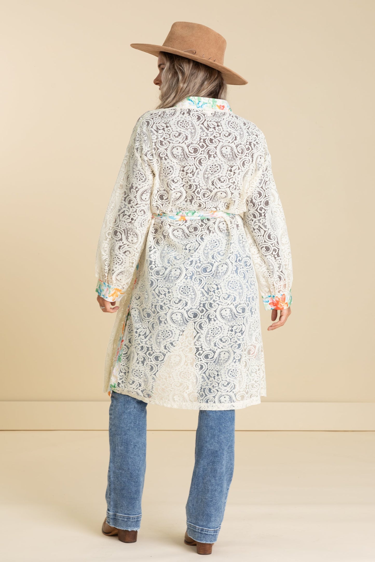 Lace Cardigans With Tie Waist Belt