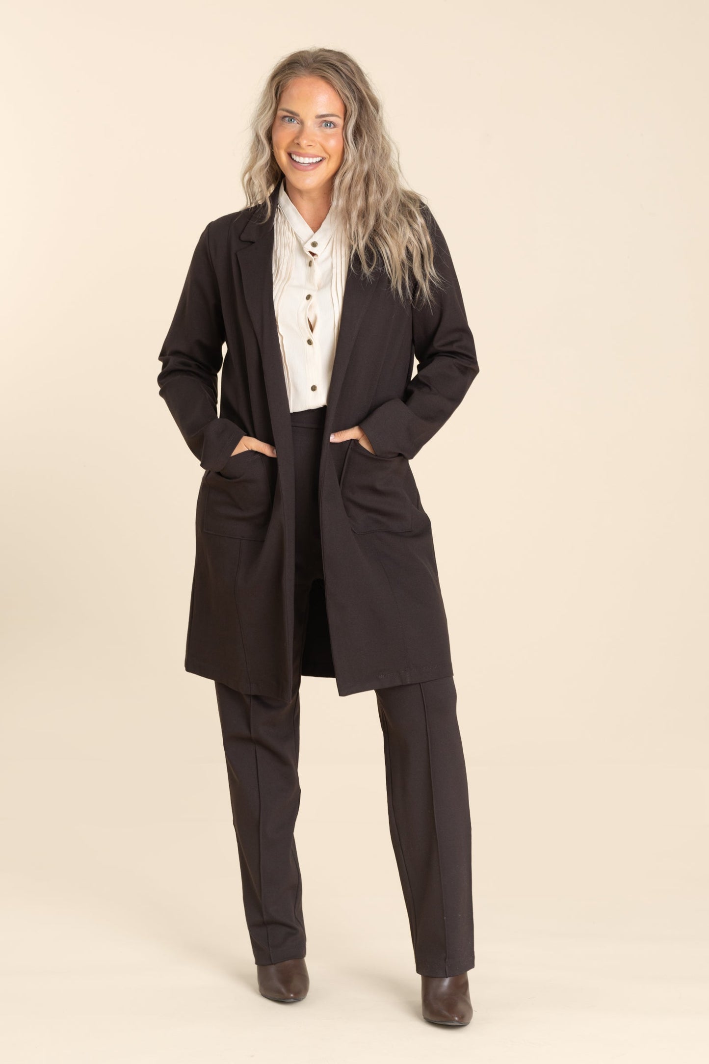 Lapel Front Pocket Cardigan Jacket