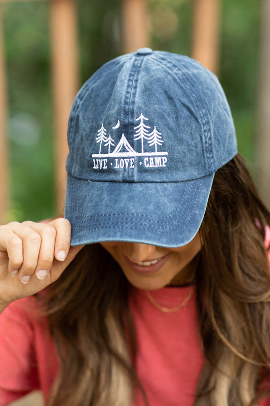 Navy Wash Live Love Camp Baseball Hat
