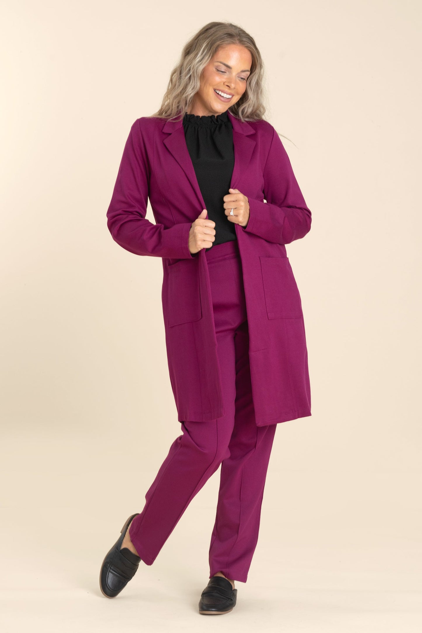 Lapel Front Pocket Cardigan Jacket