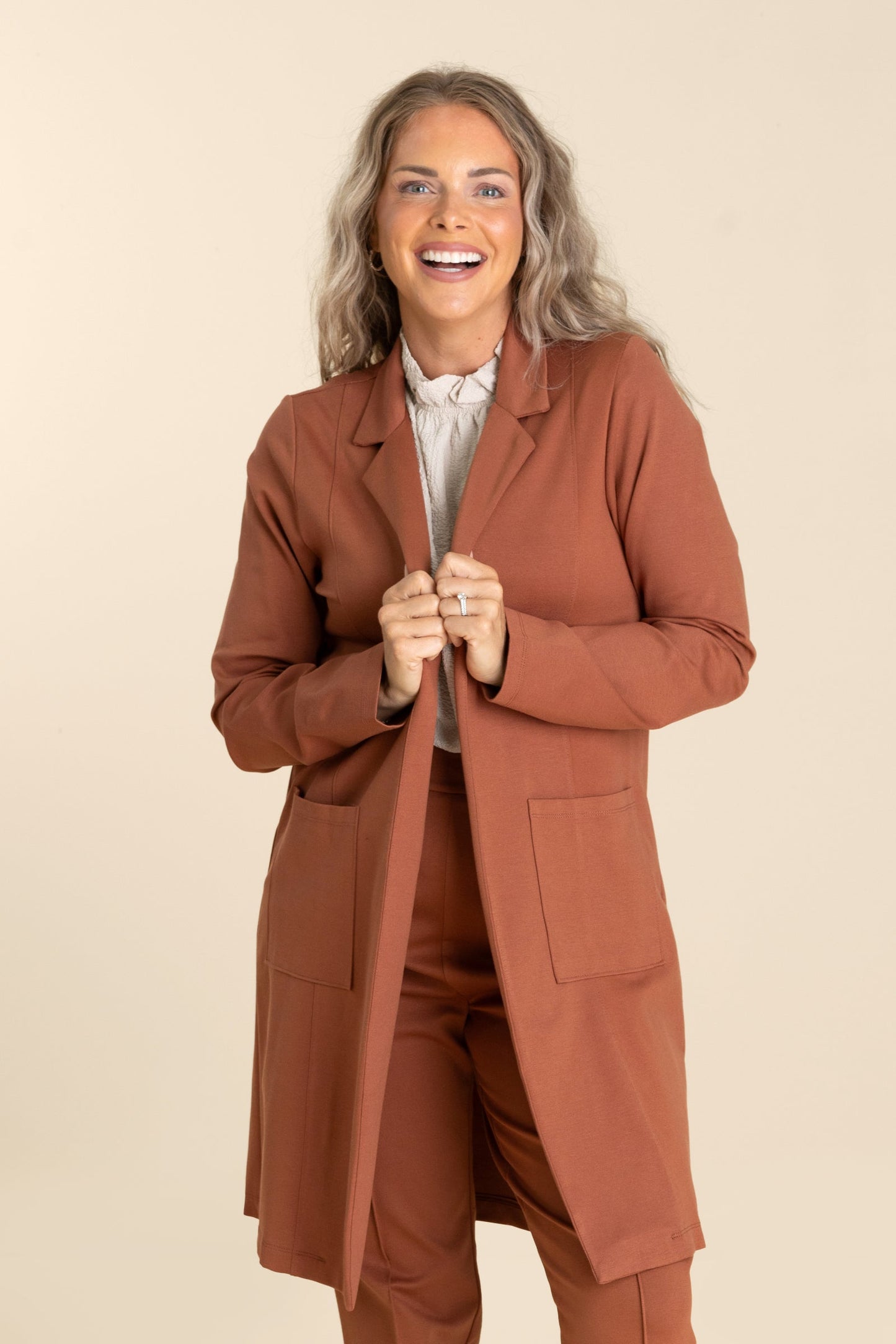 Lapel Front Pocket Cardigan Jacket