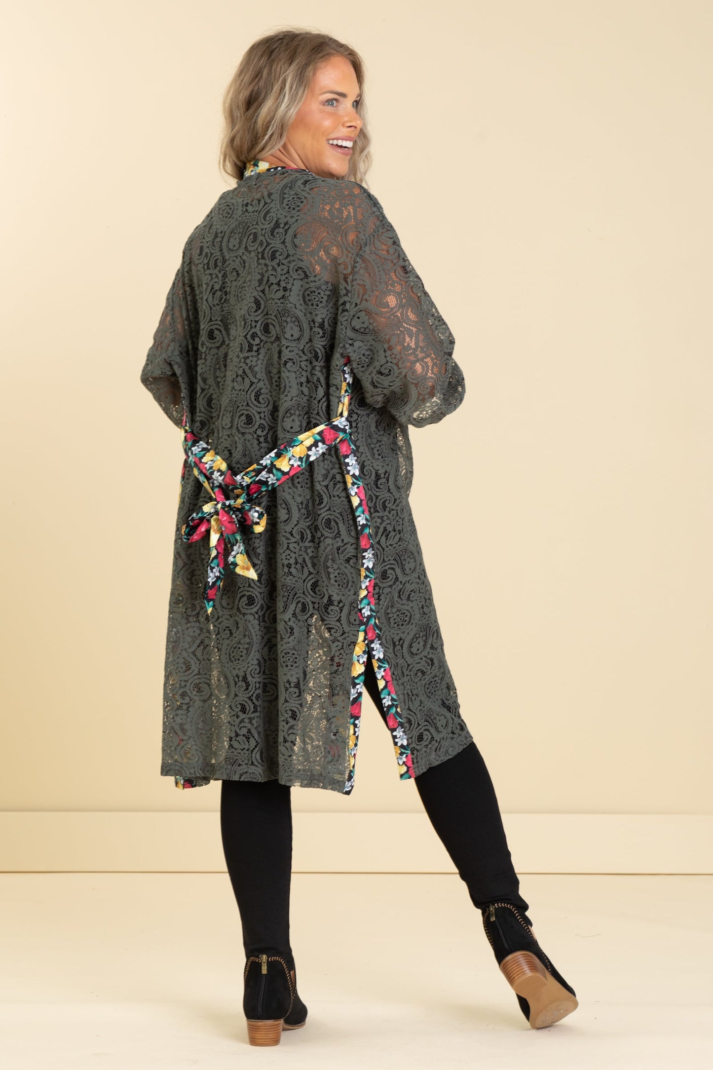 Lace Cardigans With Tie Waist Belt