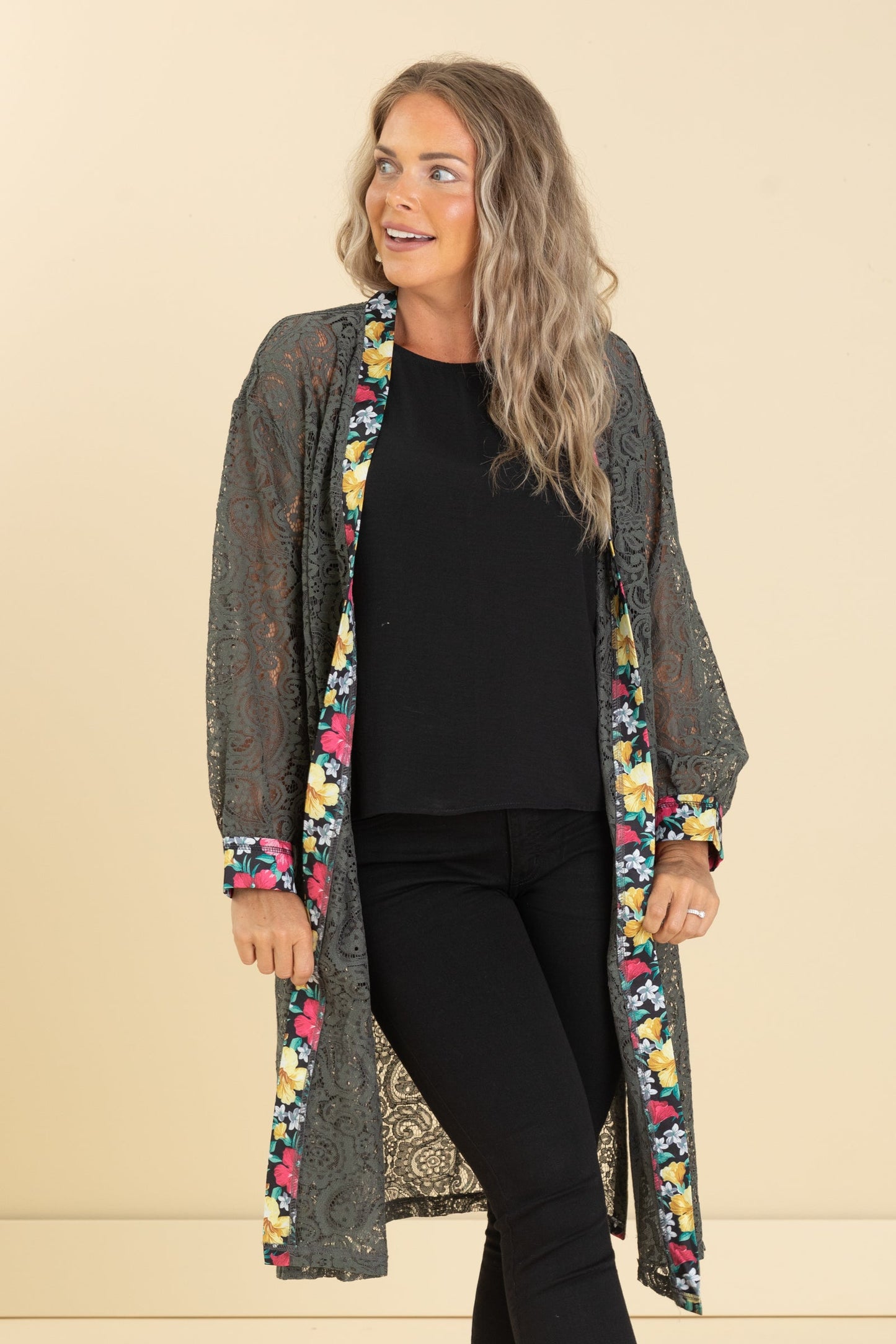 Lace Cardigans With Tie Waist Belt