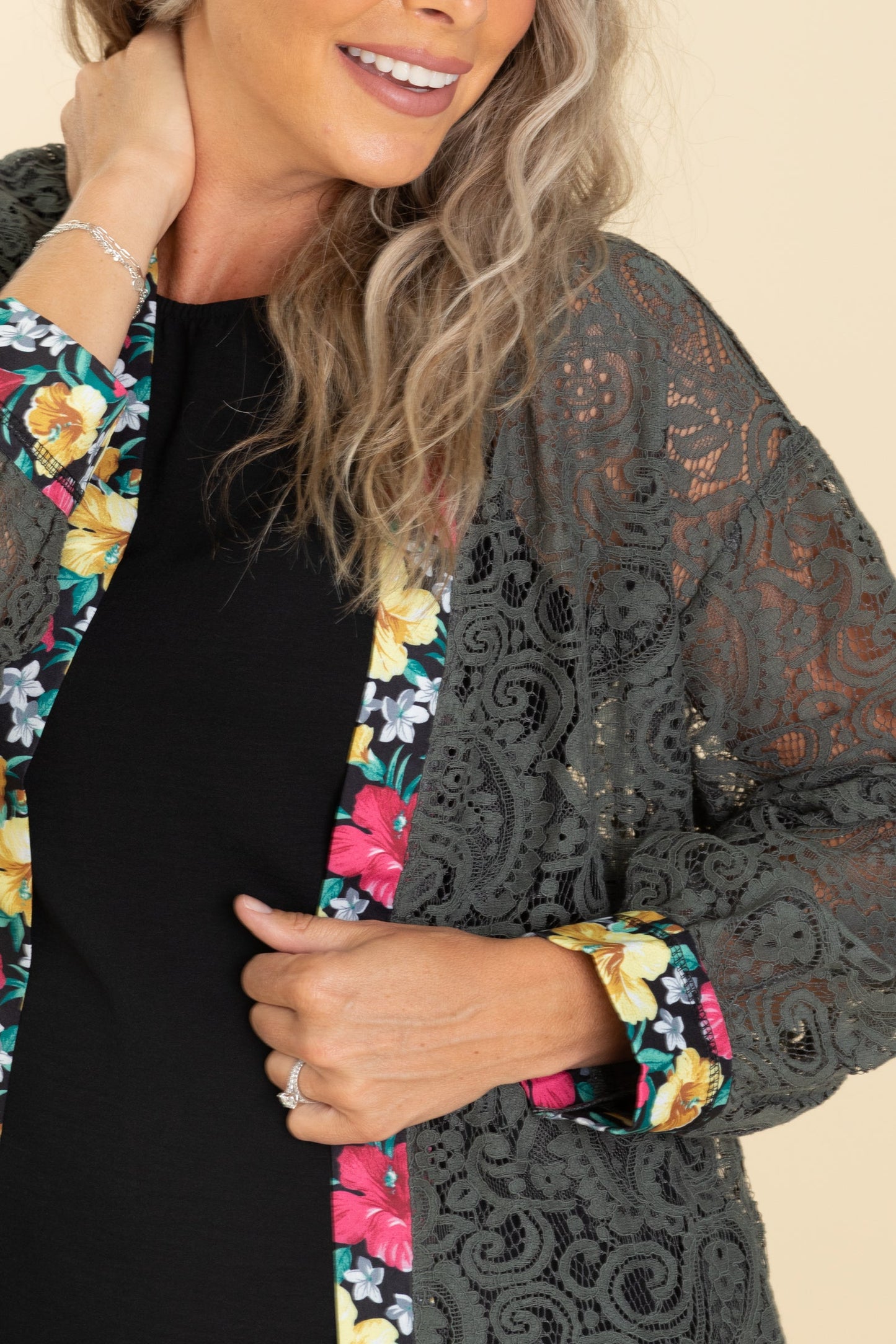 Lace Cardigans With Tie Waist Belt