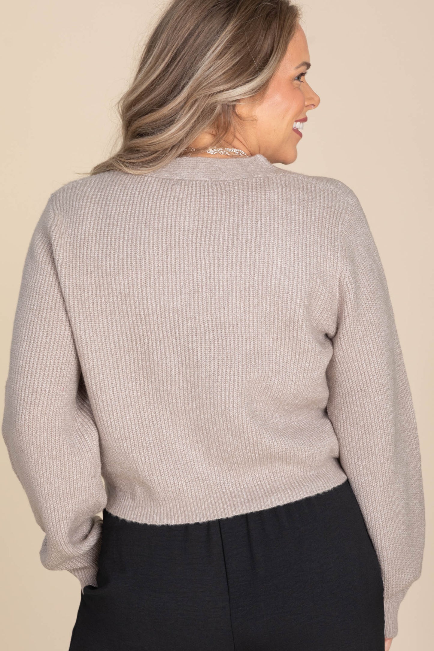 Light Mocha Sparkly Bow Tie Cardigan