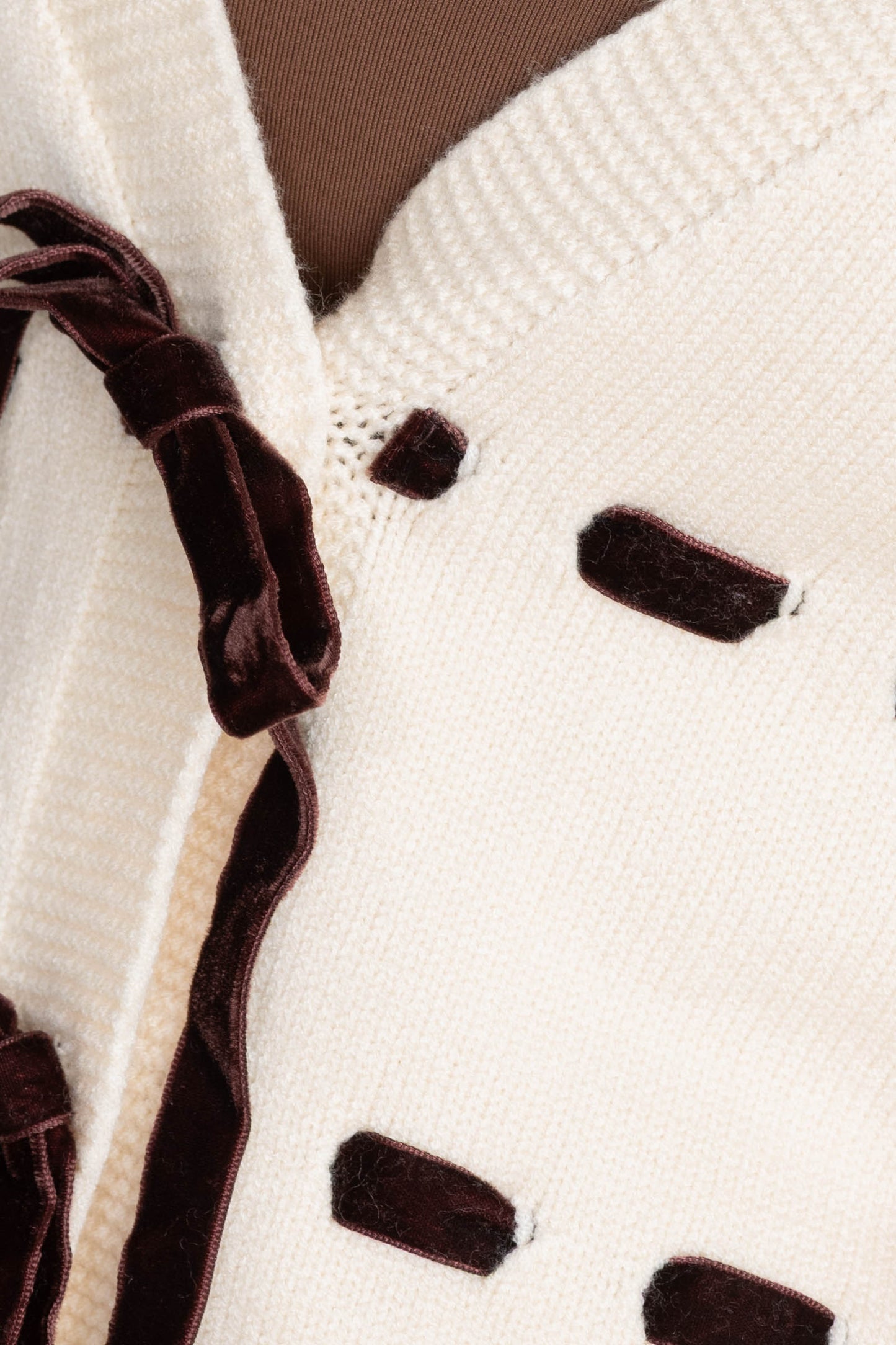 Vanilla With Velvet Bow Detail Cardigans