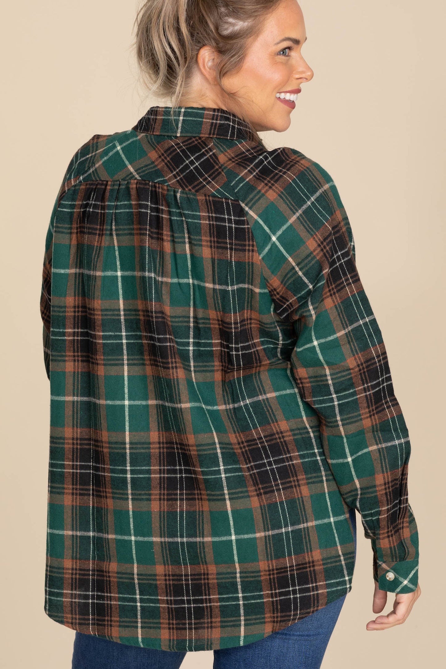 Cozy Relaxed Flannel Button Down Woven Tops