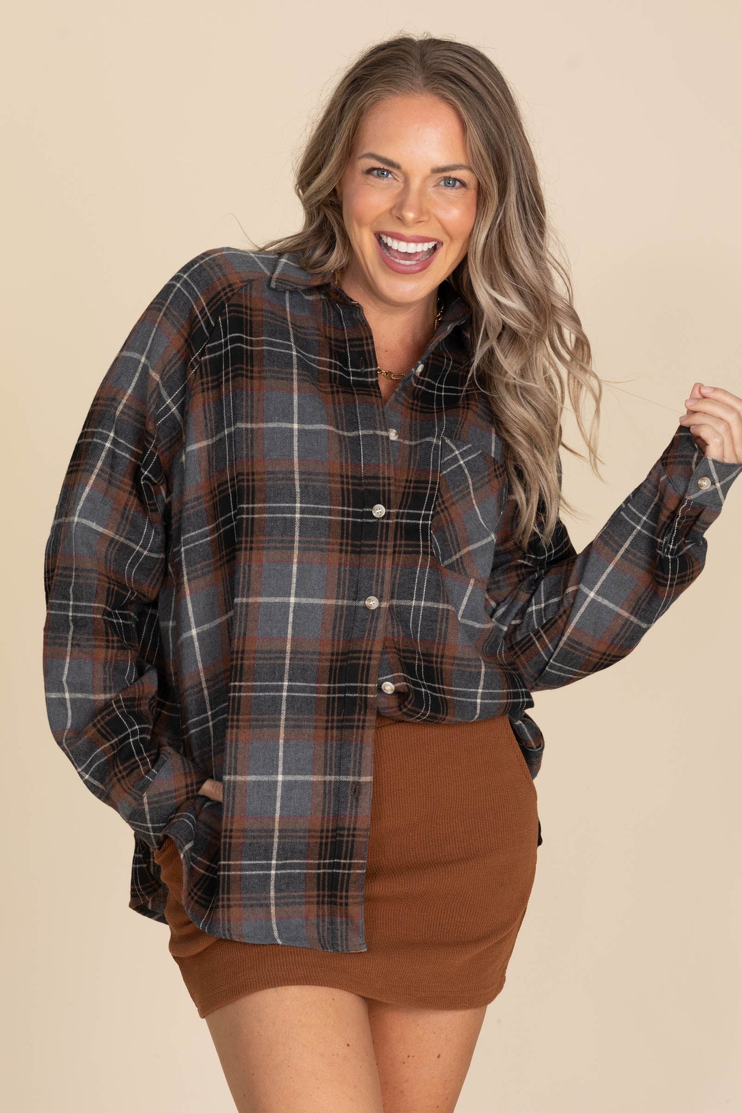 Cozy Relaxed Flannel Button Down Woven Tops