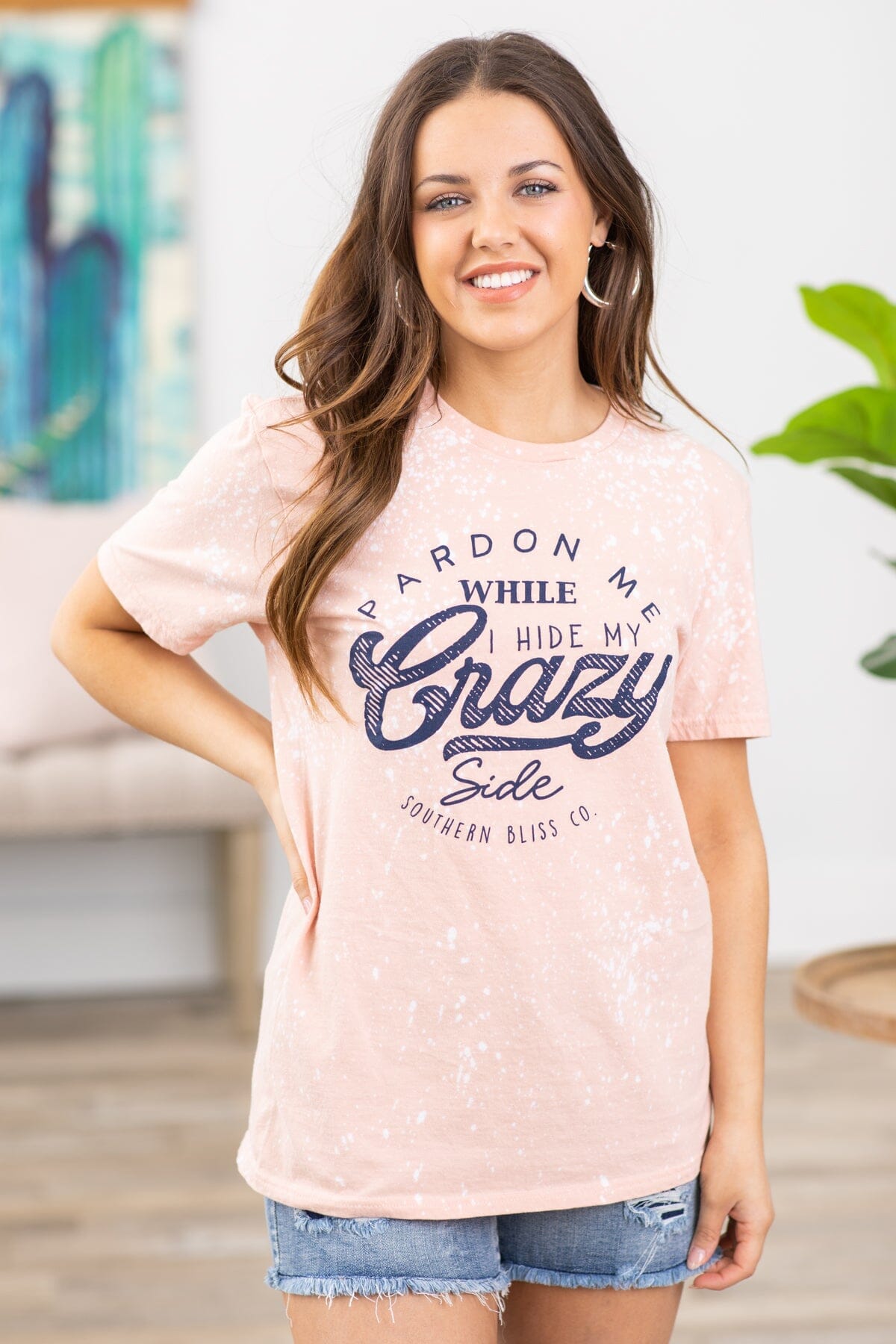 Peach Hide My Crazy Side Graphic Tee