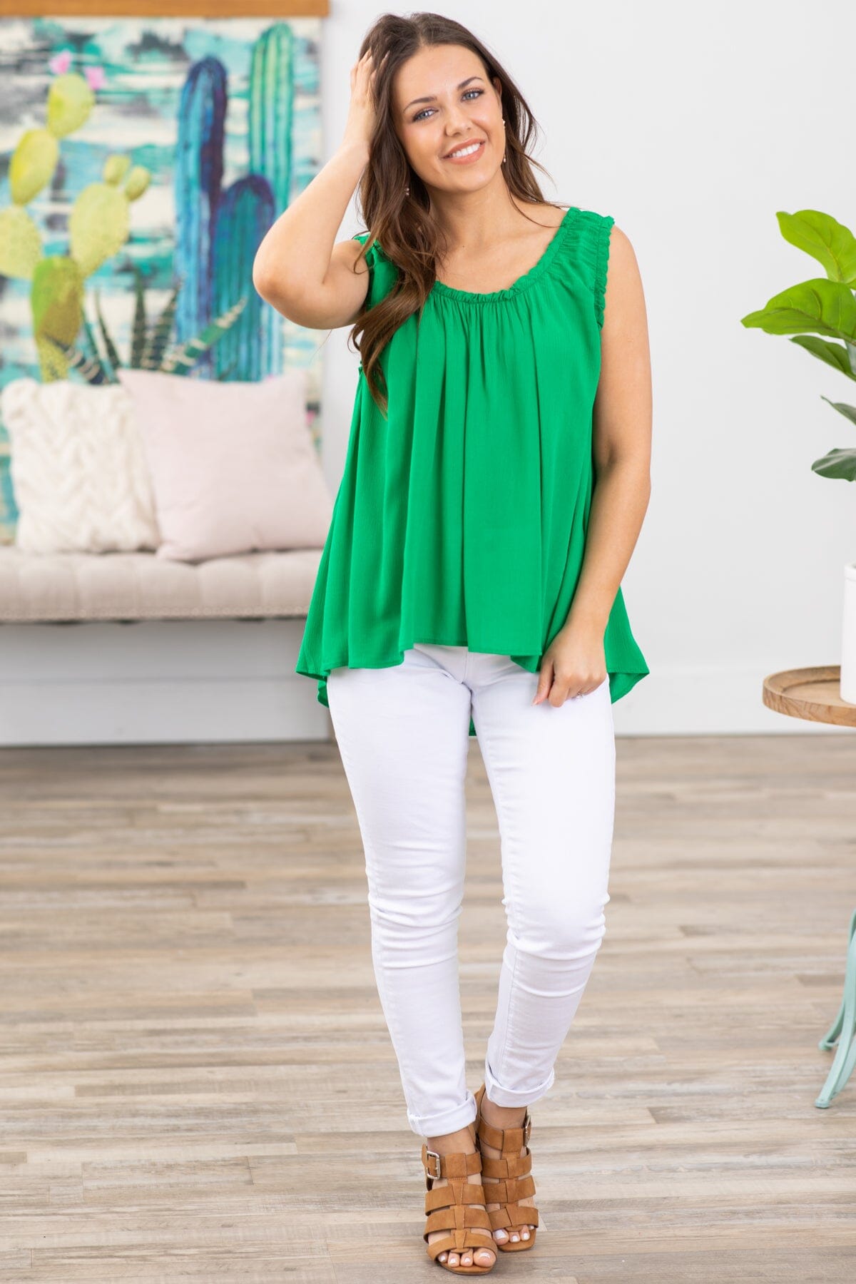 Jade Ruched Detail Tank