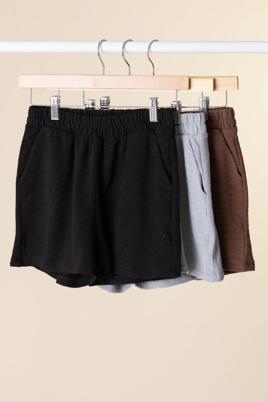 Solid Cotton Slub Shorts