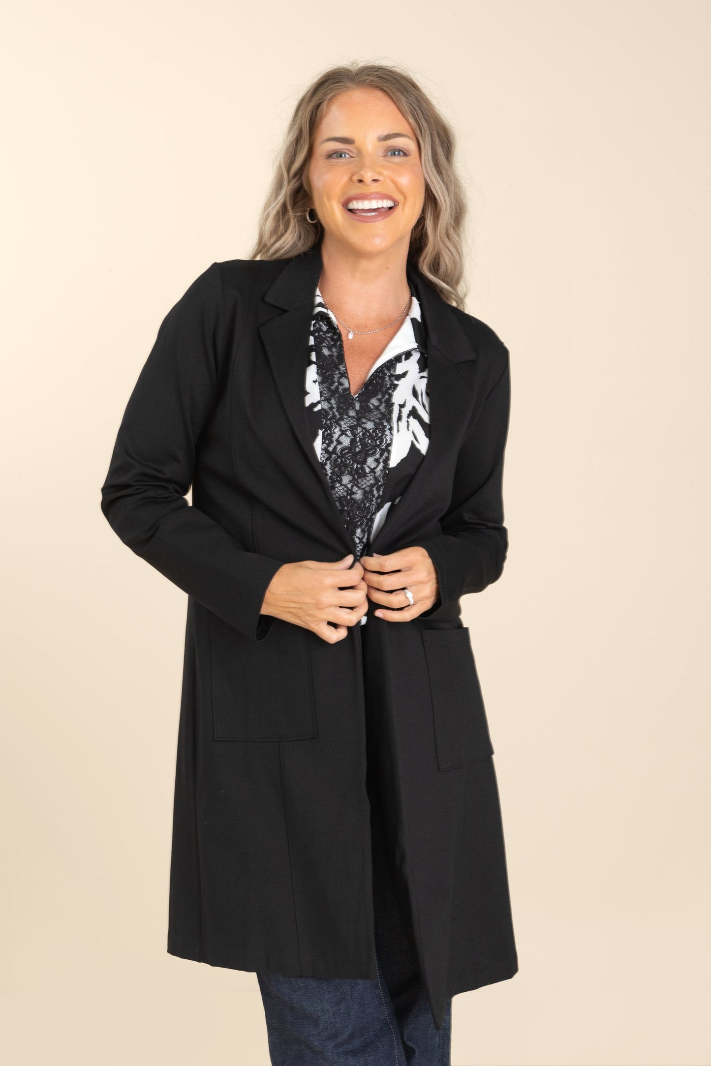 Lapel Front Pocket Cardigan Jacket