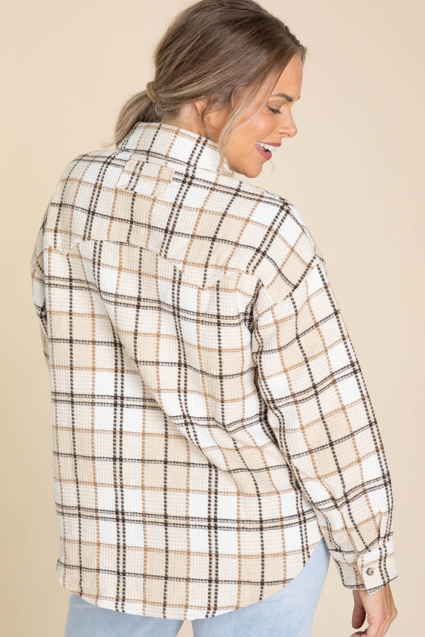 Beige Mix Flannel Shacket