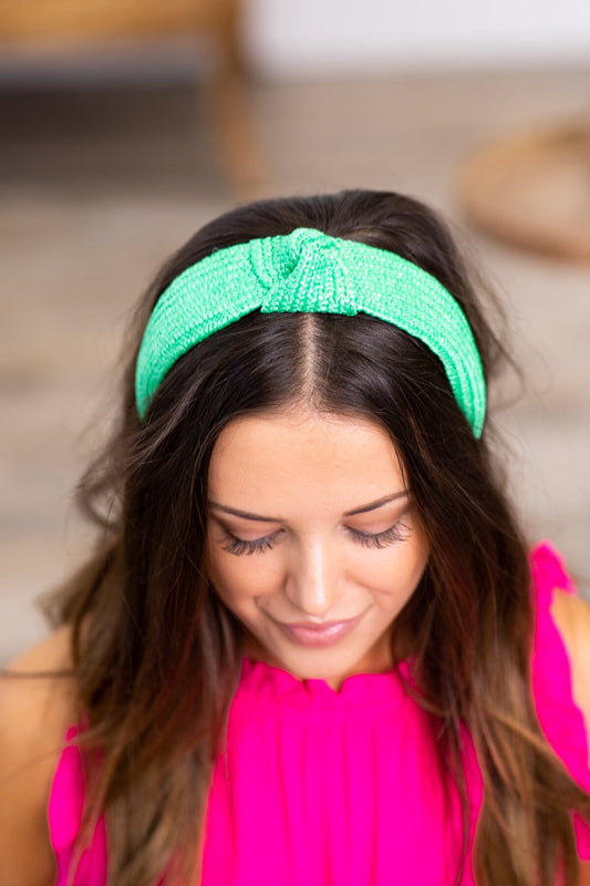 Jade Raffia Knot Headband