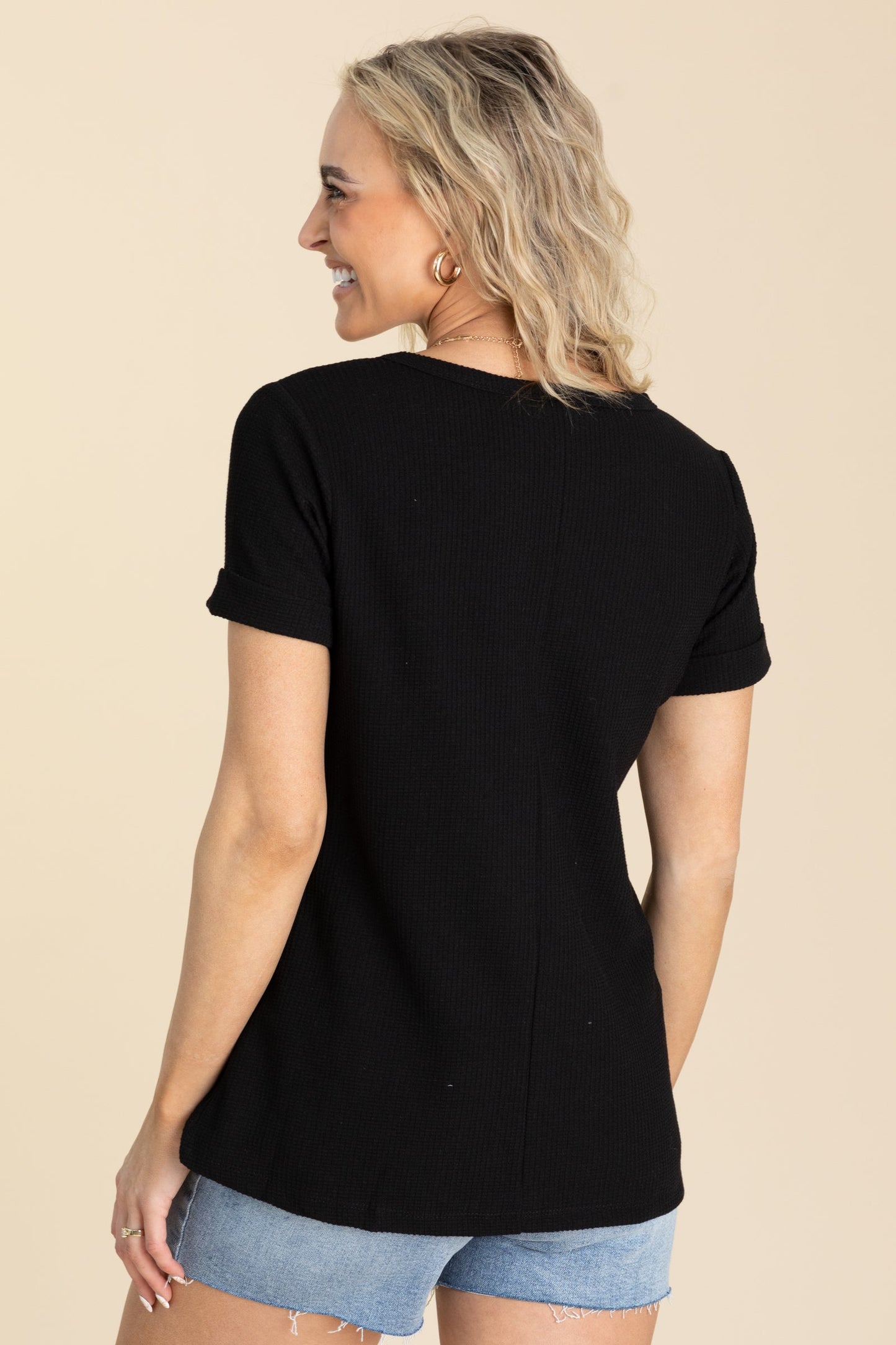 Melange Baby Waffle Henley Knit Top