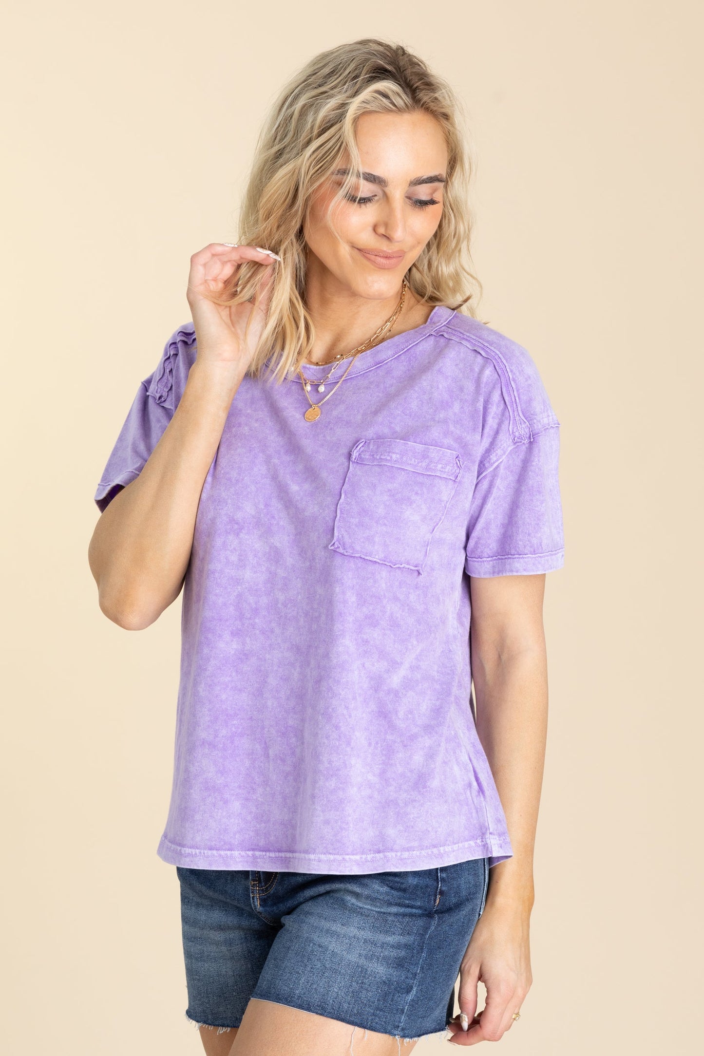 Halo Snow Washed Round Neck Tee Shirts