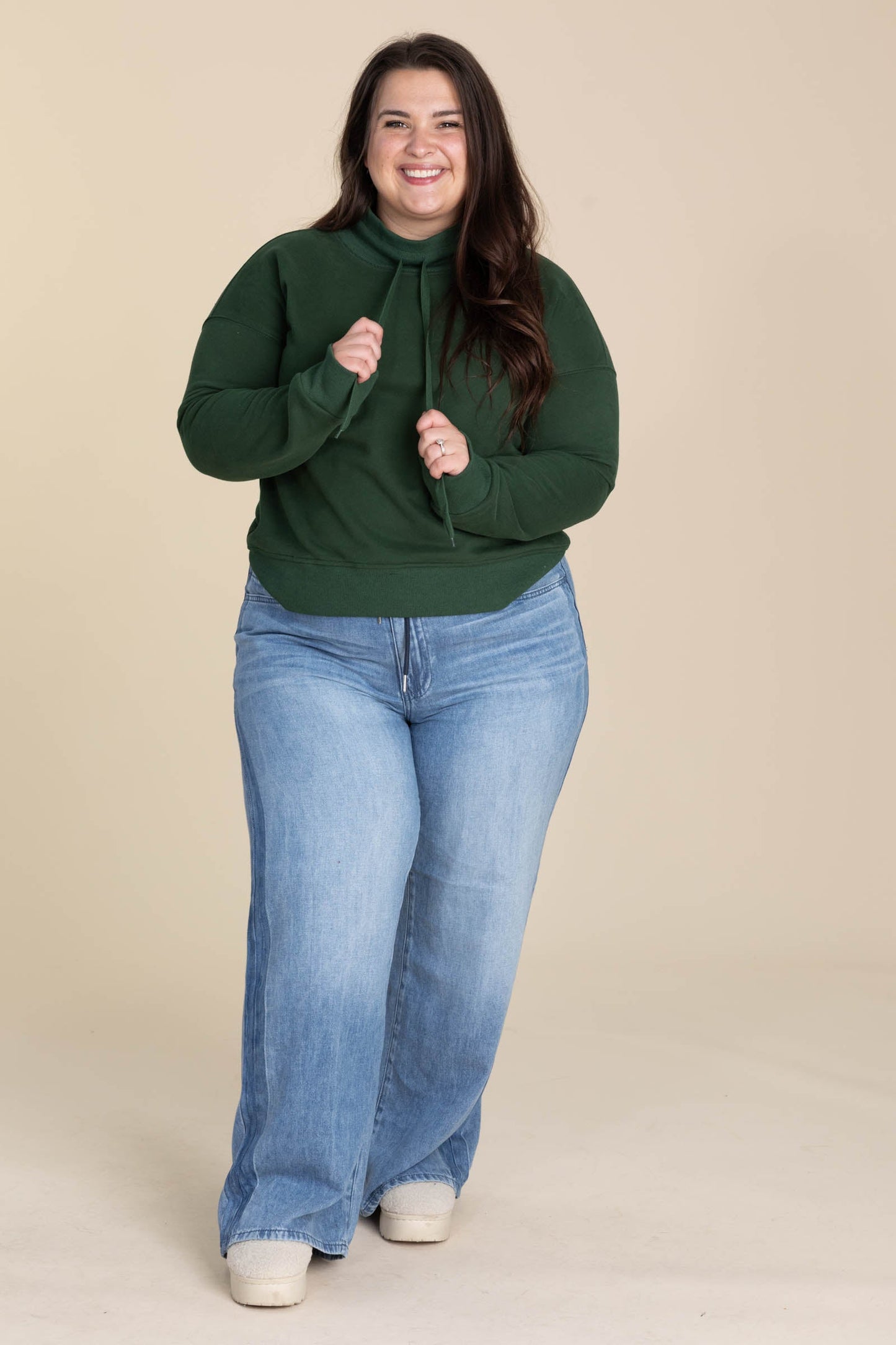 Cowlneck With Drawstrings Sweatshirts