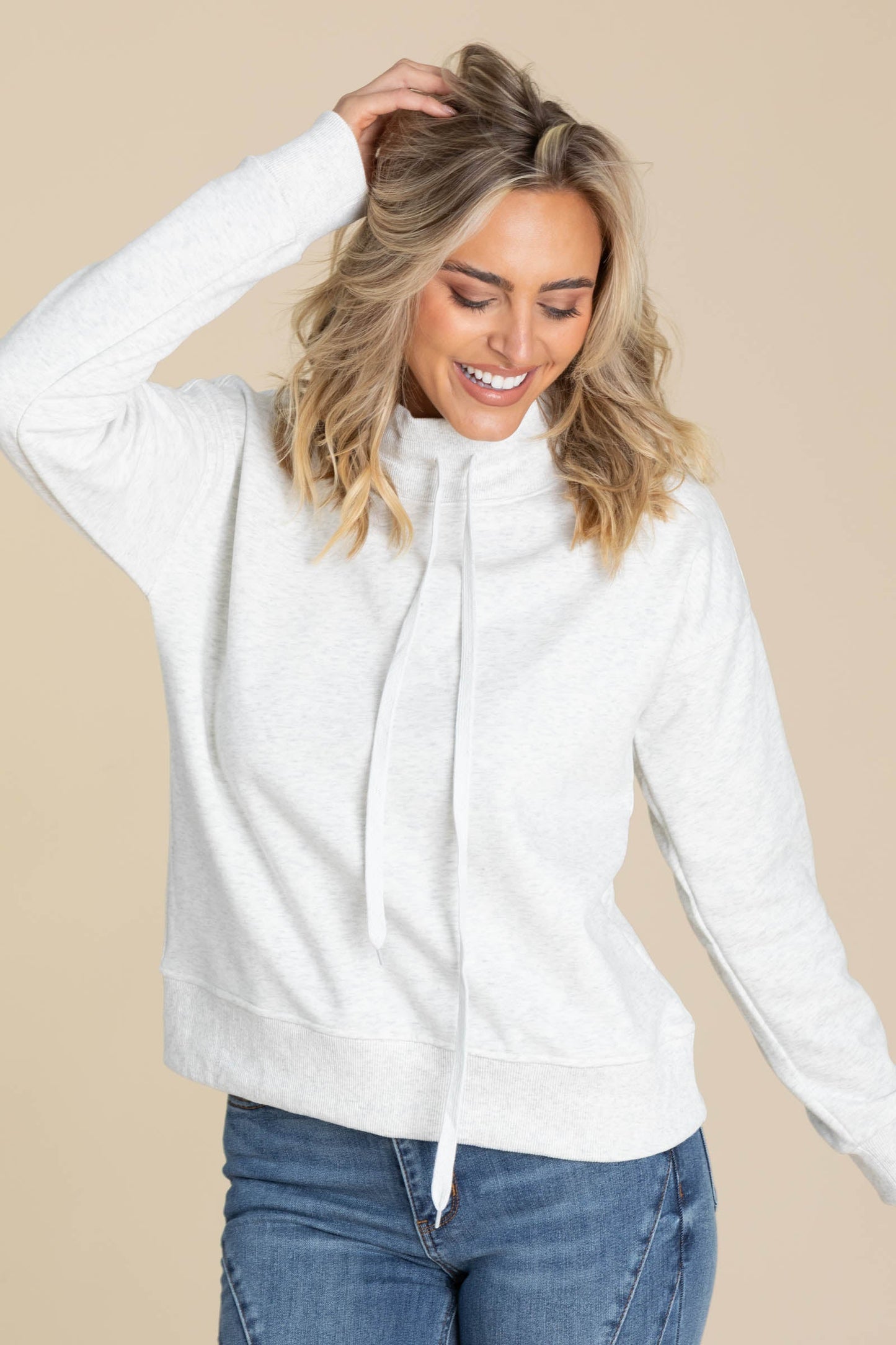 Cowlneck With Drawstrings Sweatshirts