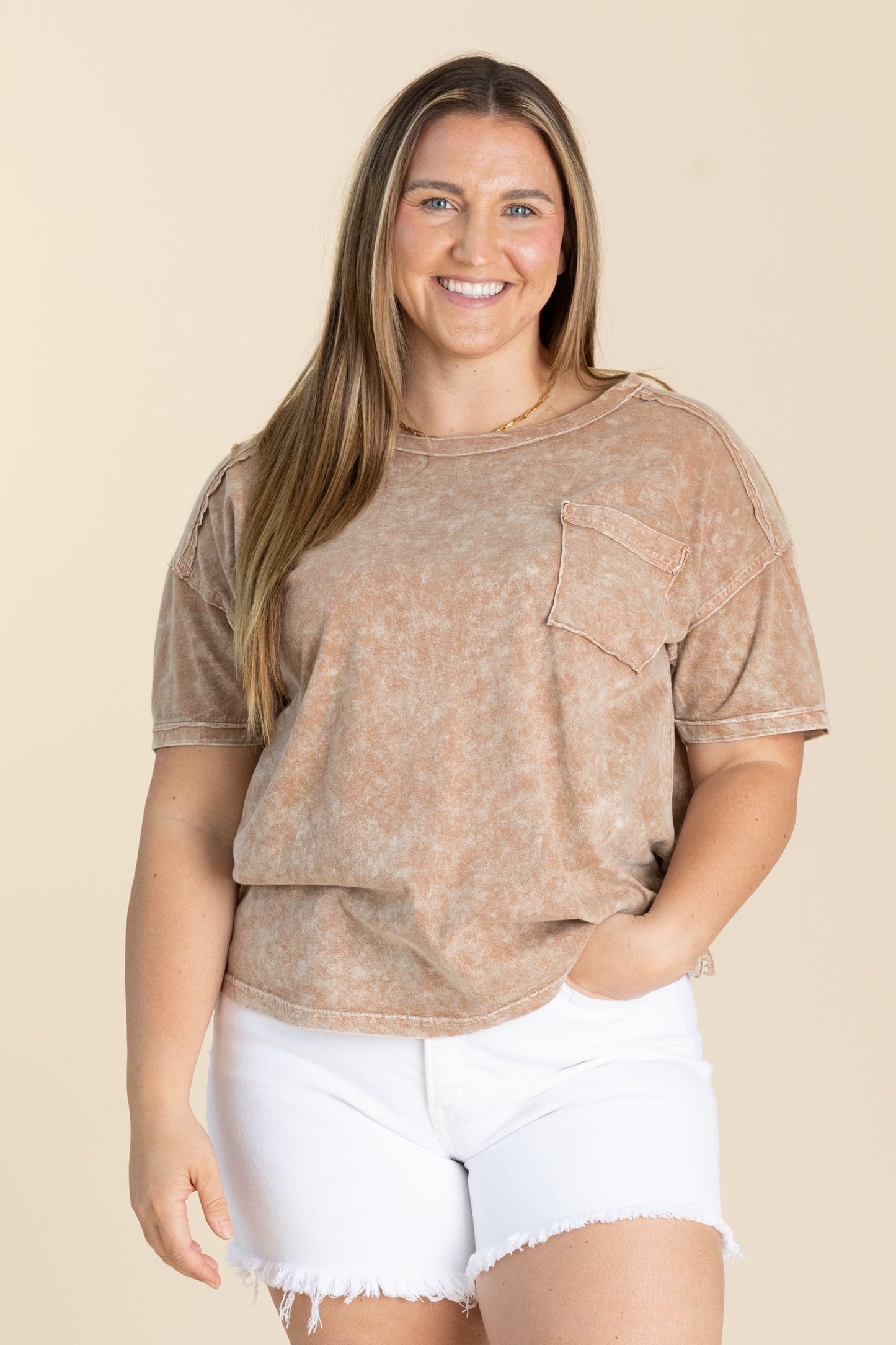 Halo Snow Washed Round Neck Tee Shirts